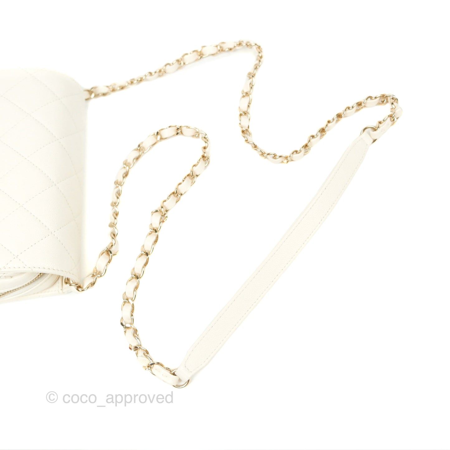 Chanel Quilted Small Like The Wallet Flap Ivory White Caviar Light Gold Hardware 22C
