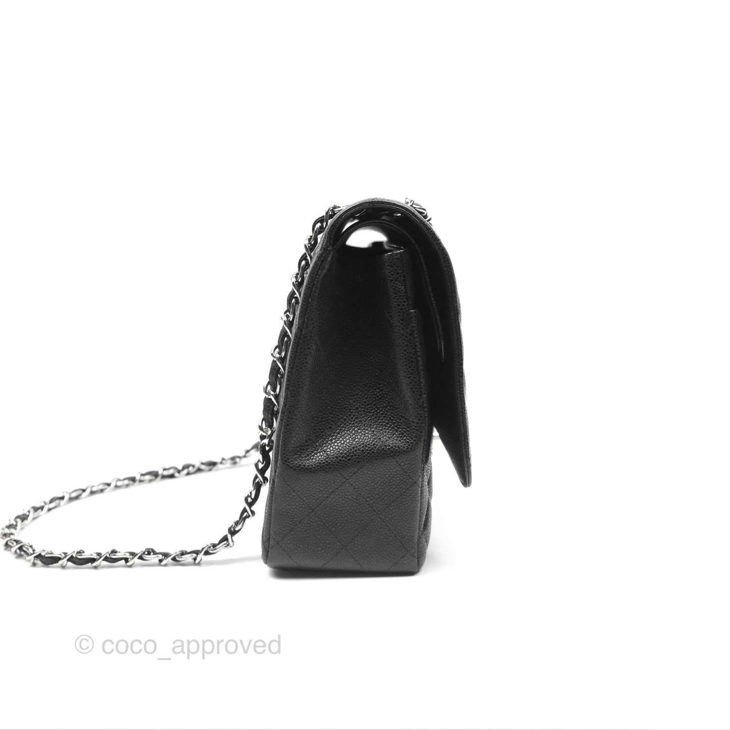 Chanel Quilted Maxi Double Flap Black Caviar Silver Hardware