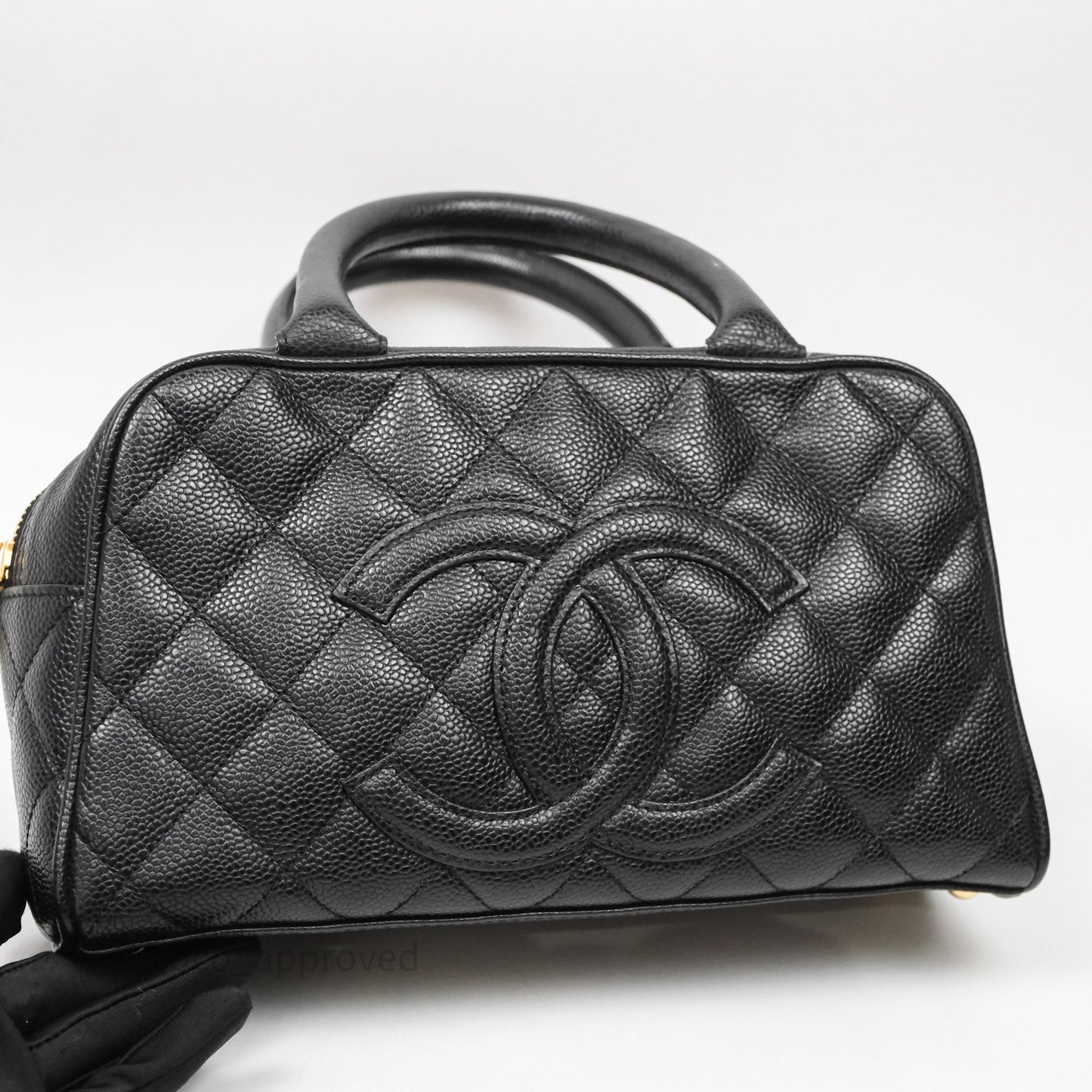 Chanel Vintage Mini CC Boston Bag Black Caviar Gold Hardware