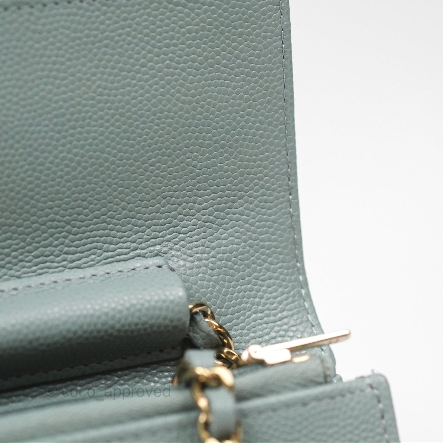 Chanel Quilted Classic Wallet on Chain WOC Green Caviar Silver Hardware