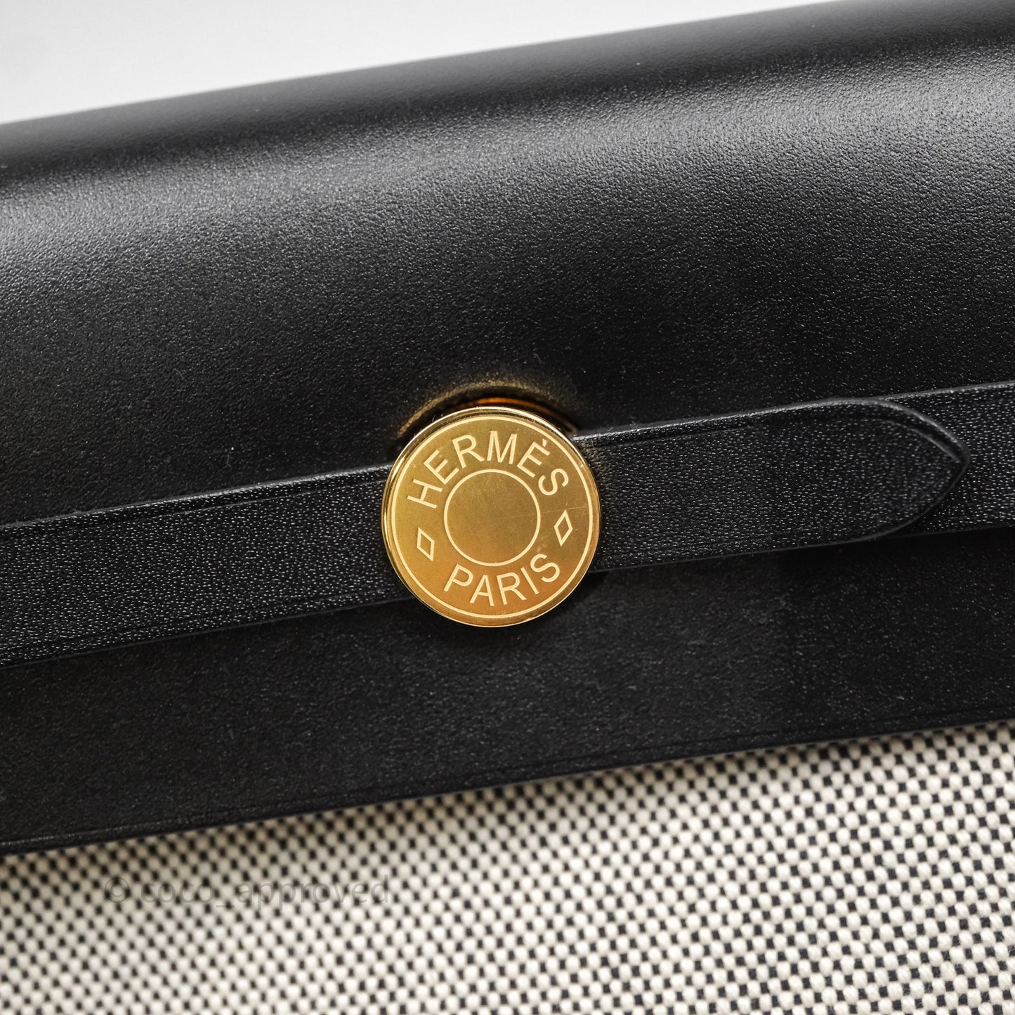 Hermès Herbag Zip 20 Mini Ecru-Noir Canvas Gold Hardware