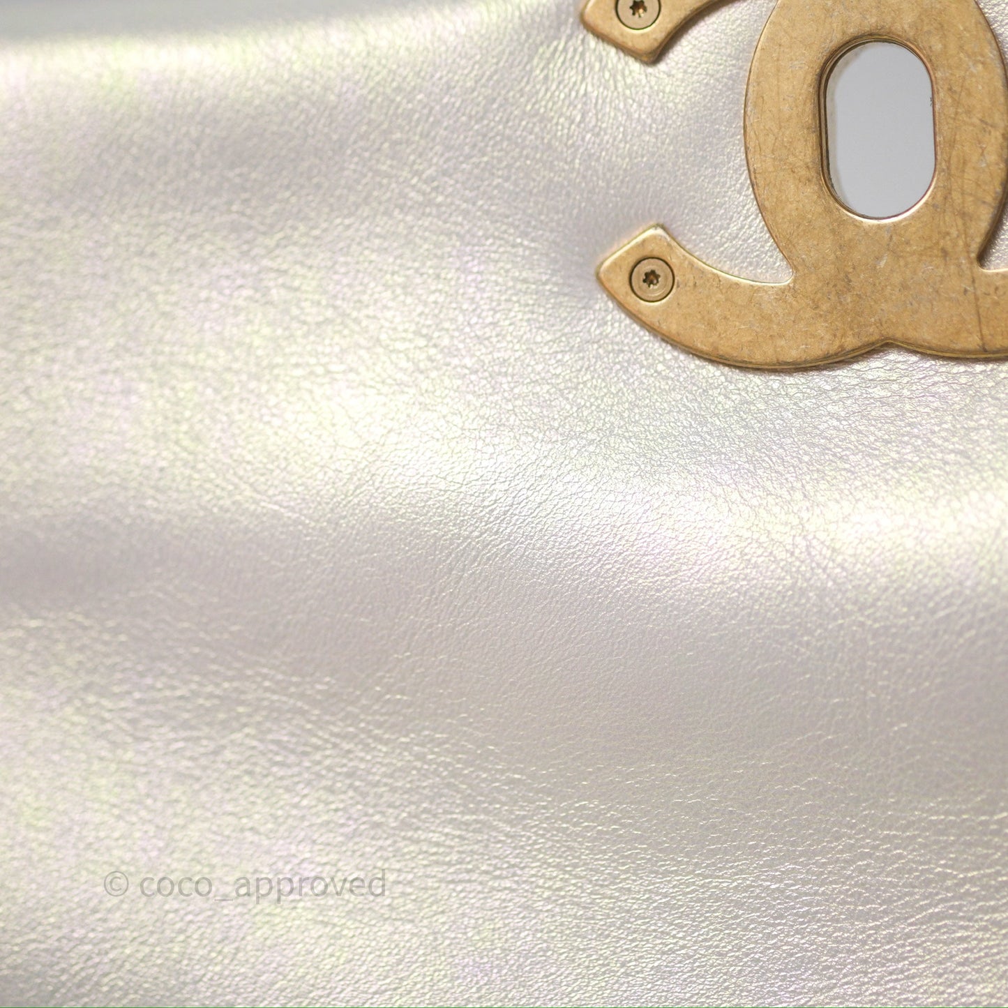 Chanel 19 Small Iridescent White Mixed Hardware