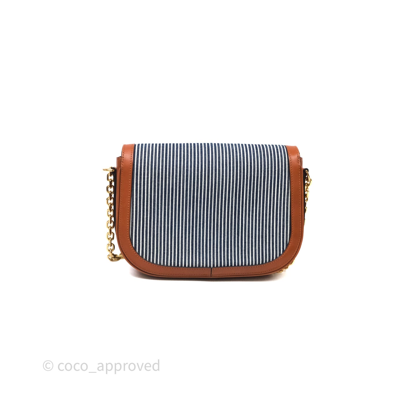 Celine Medium Chain Maillon Triomphe Canvas Tan Calfskin