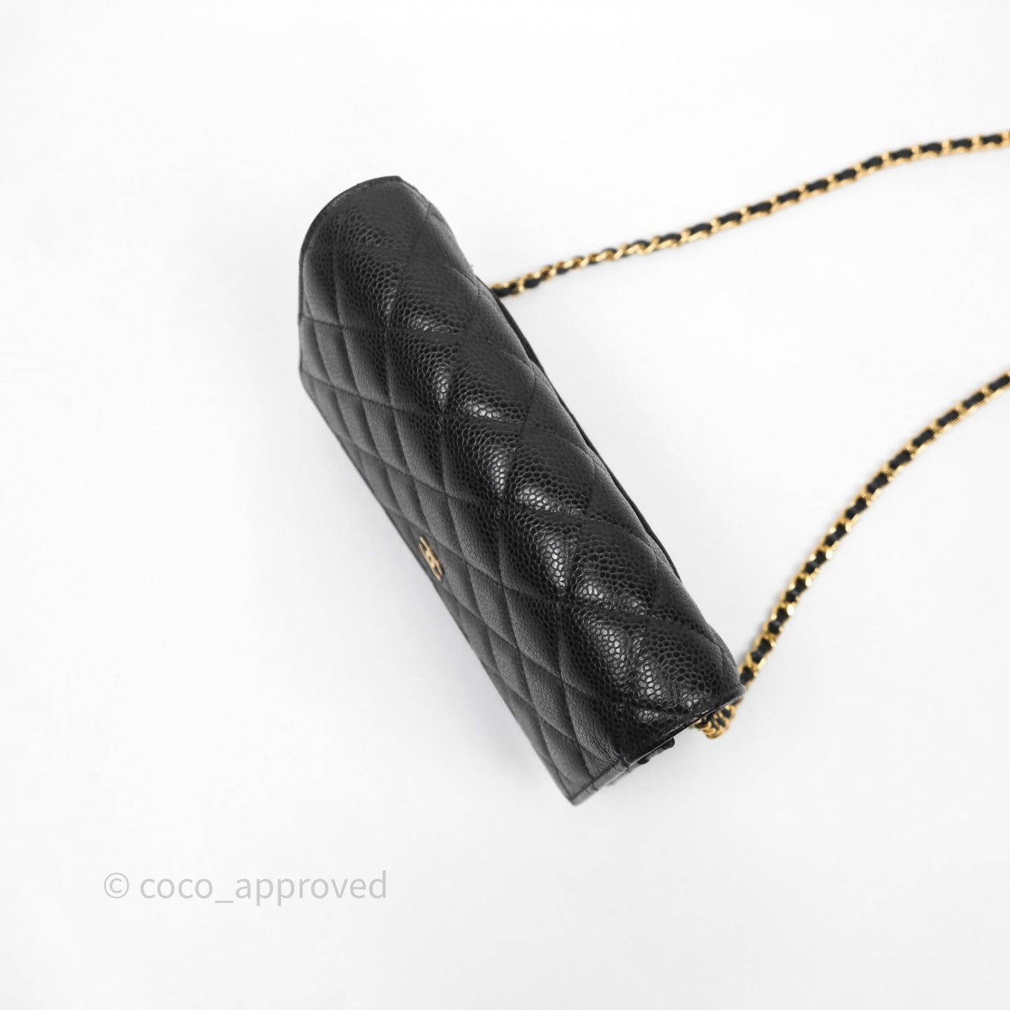Chanel Classic Wallet On Chain WOC Quilted Black Caviar Gold Hardware