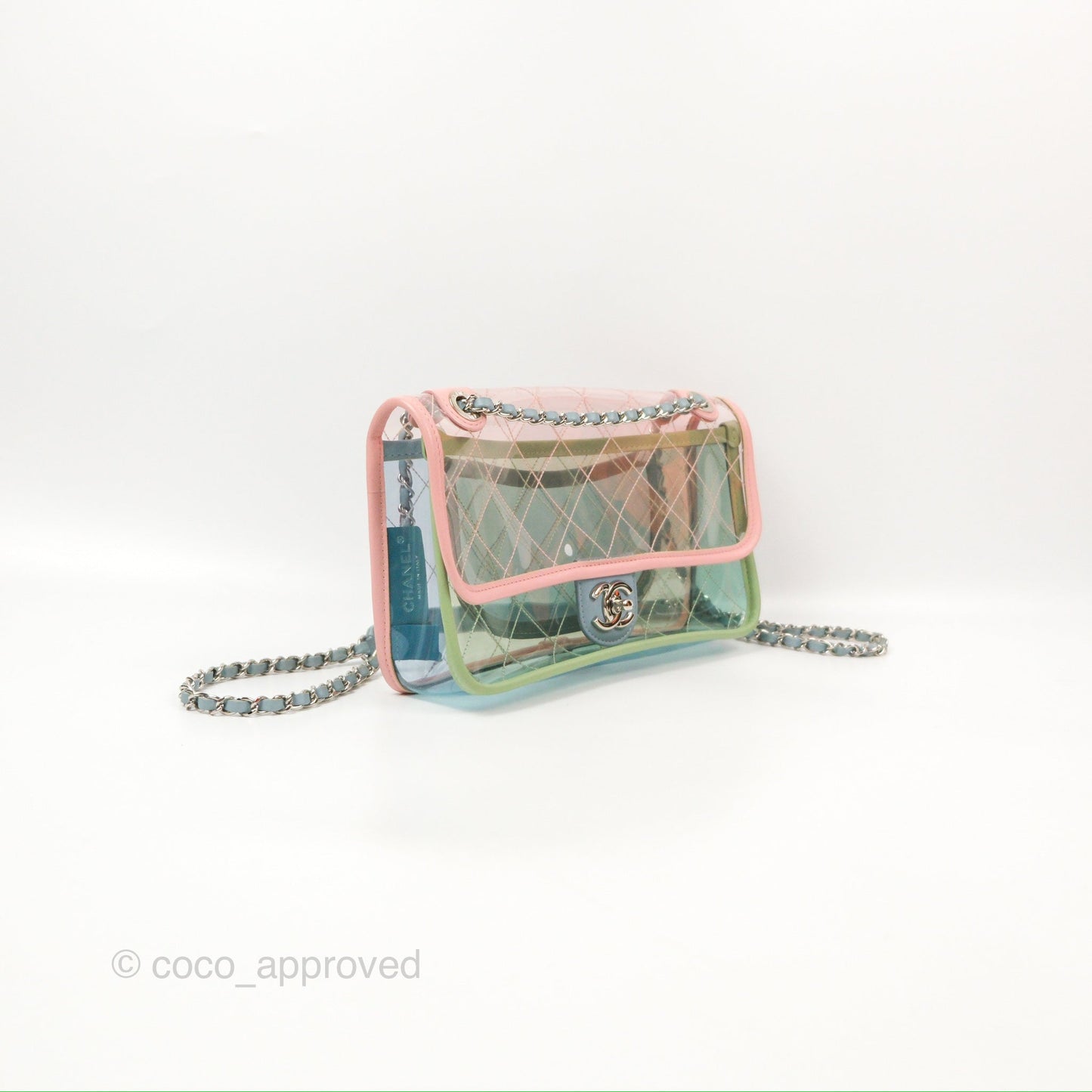 Chanel Coco Splash PVC Medium Flap Bag Blue/Green/Pink Silver Hardware