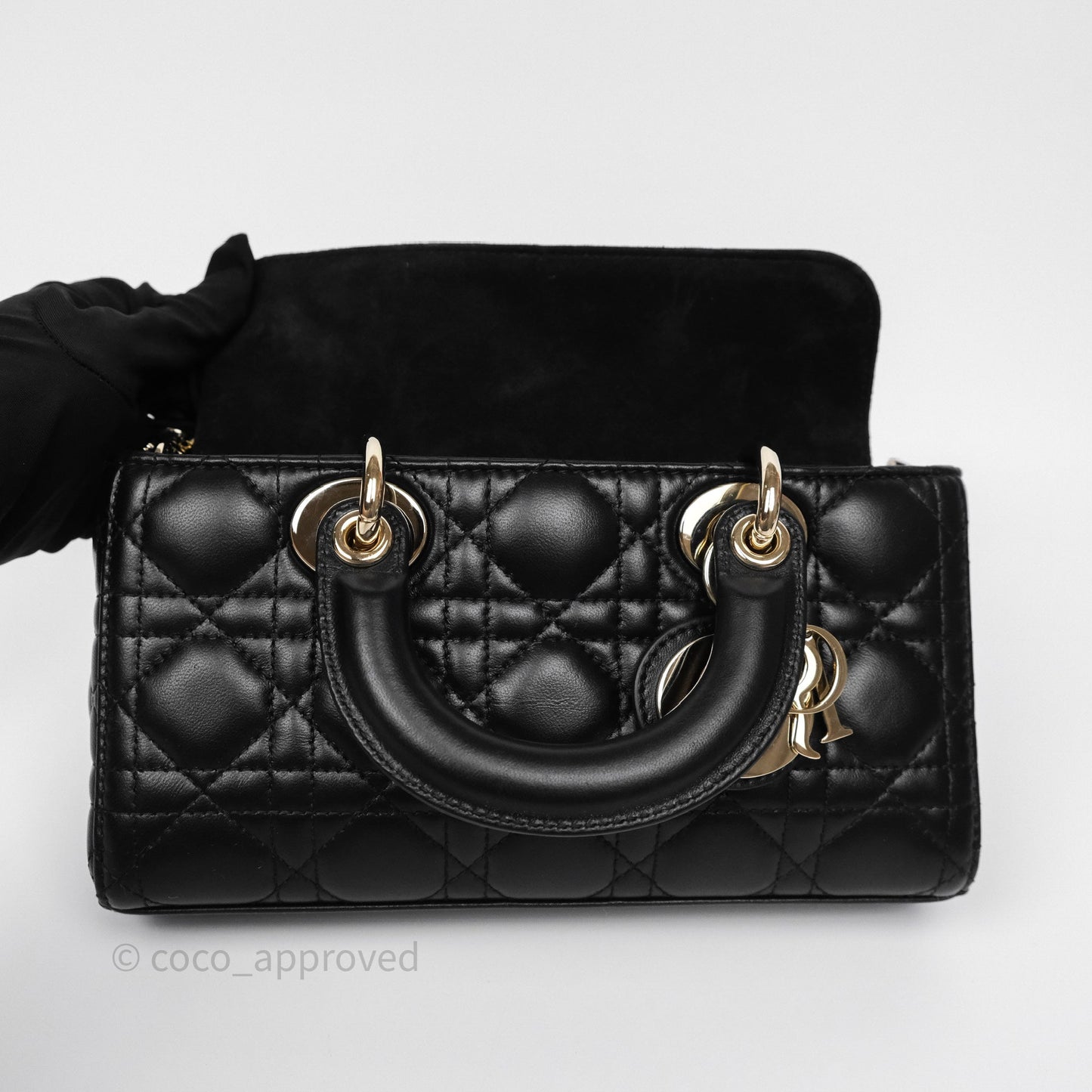 Dior Small Lady D-Joy Bag Black Lambskin Cannage Gold Hardware