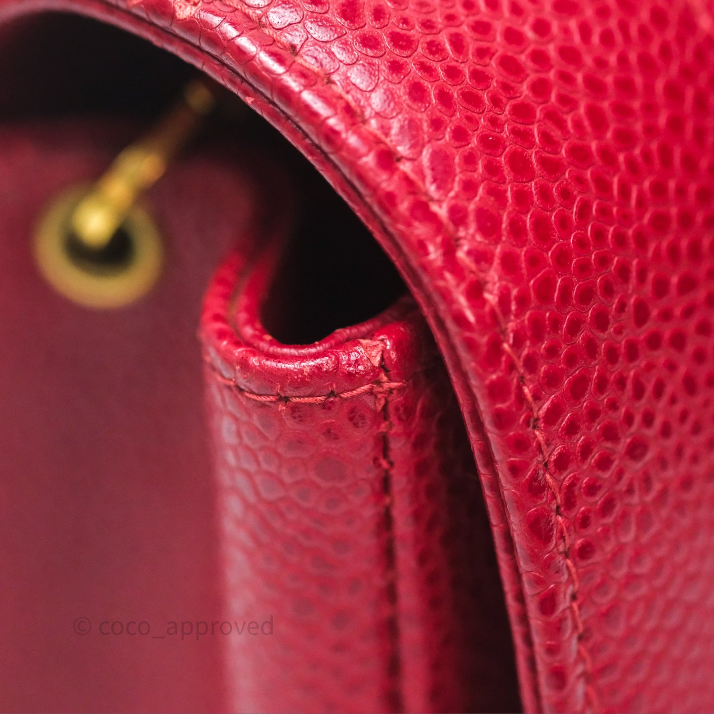 Chanel Medium Vintage Quilted Classic Diana Flap Bag Red Caviar 24K Gold Hardware
