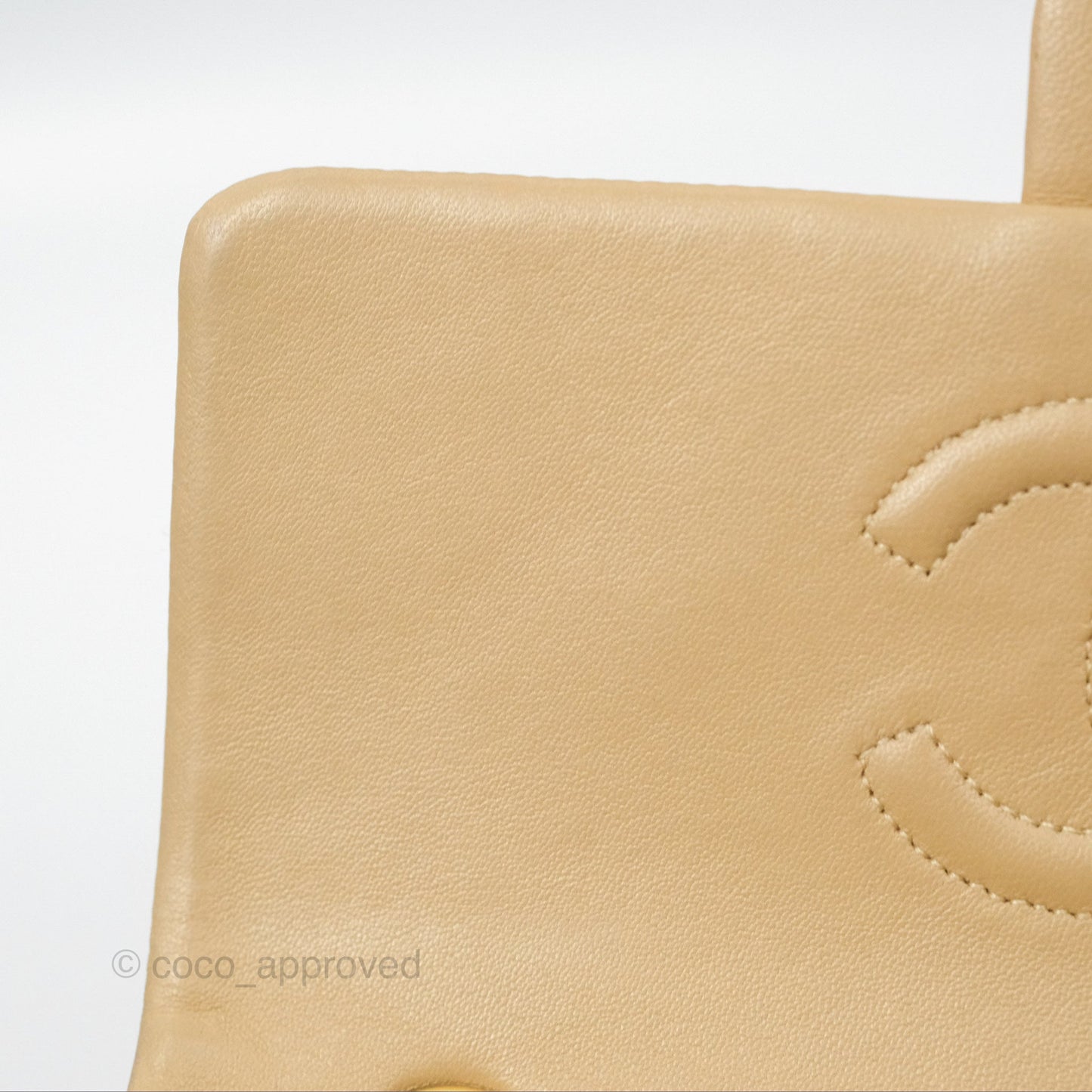 Chanel Vintage Square Flap Bag Beige Lambskin 24K Gold Hardware