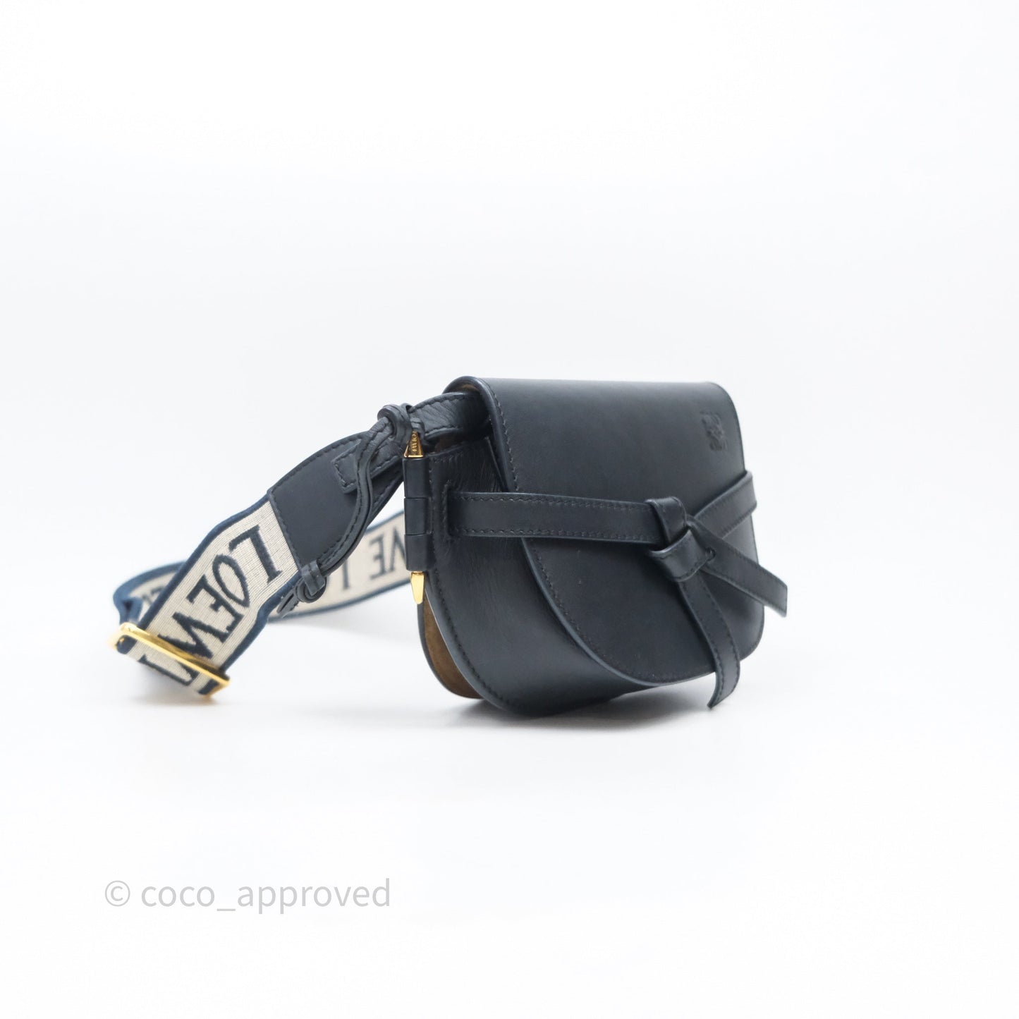 Loewe Mini Gate Dual Bag in Soft Calfskin & Jacquard Strap Black