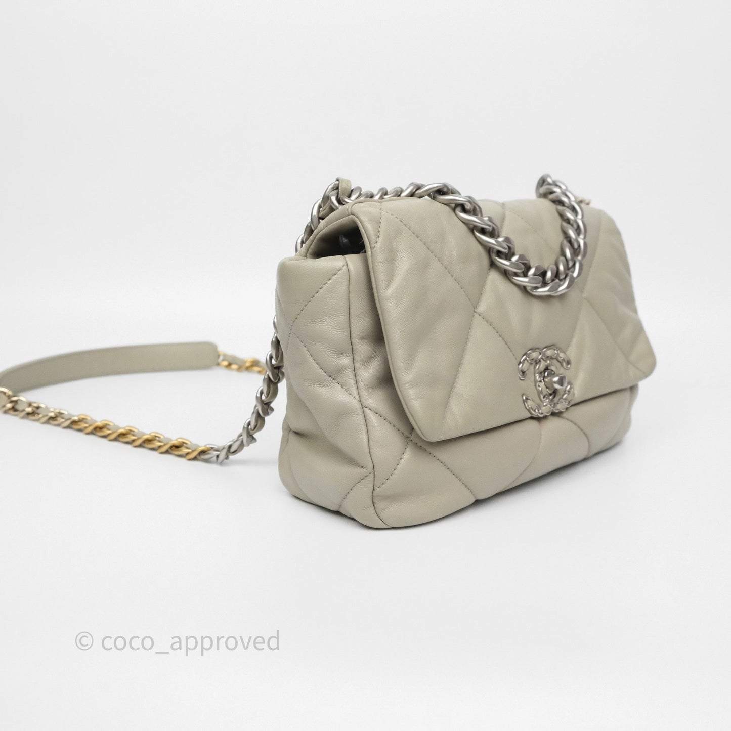 Chanel 19 Small Sage Grey Mixed Hardware