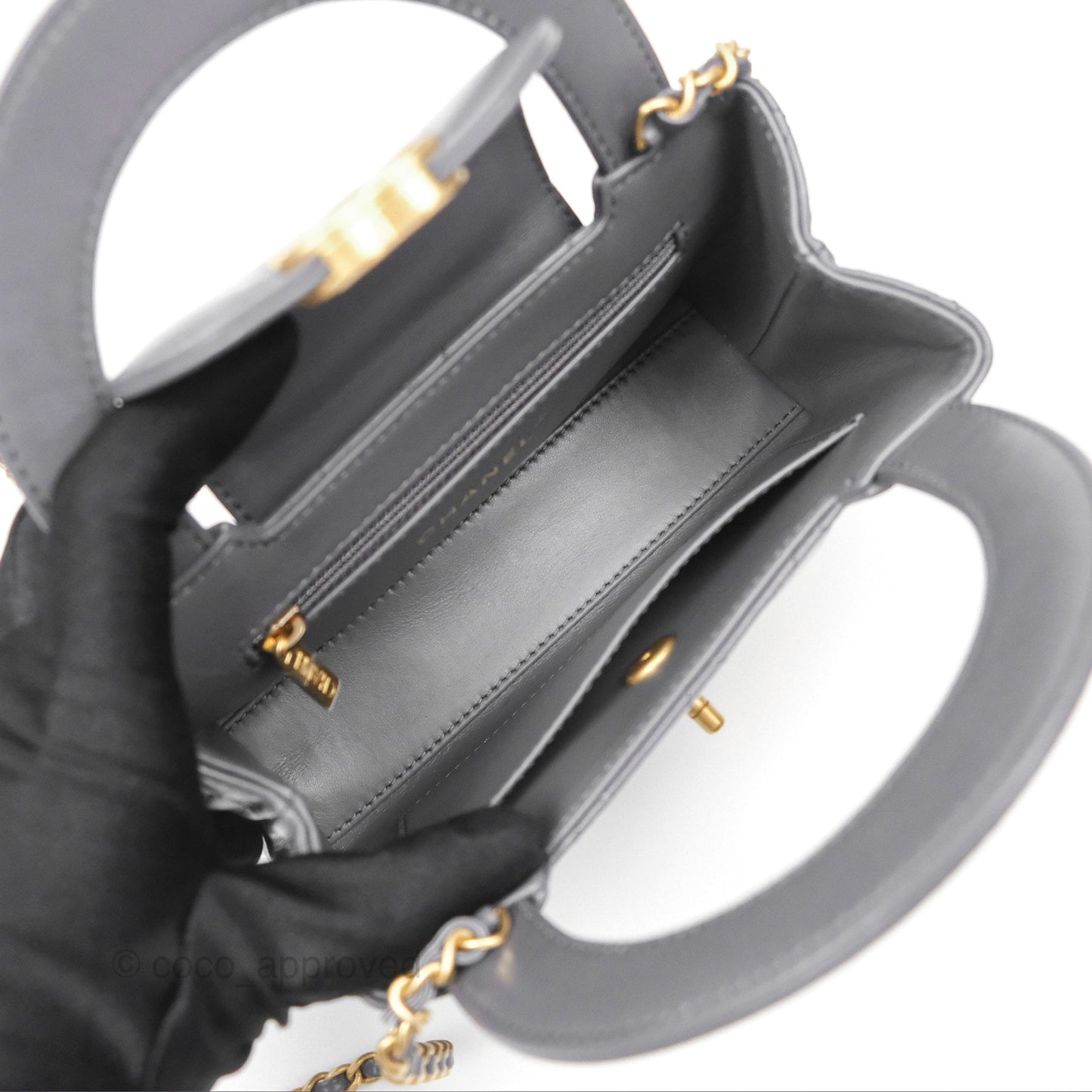 Chanel Kelly Bag Quilted Grey Shiny Calfskin Aged Gold Hardware