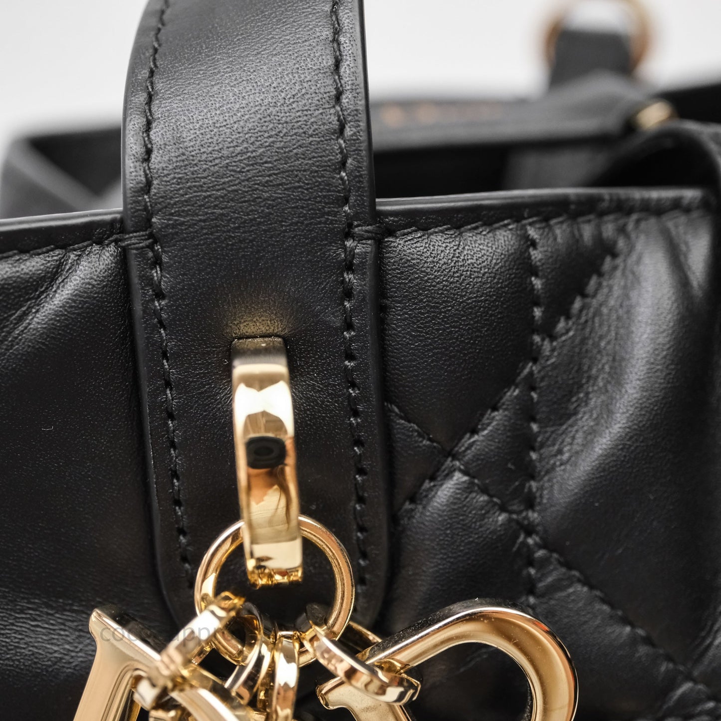 Christian Dior Small Toujours Vertical Tote Bag Black Macrocannage Calfskin Gold Hardware