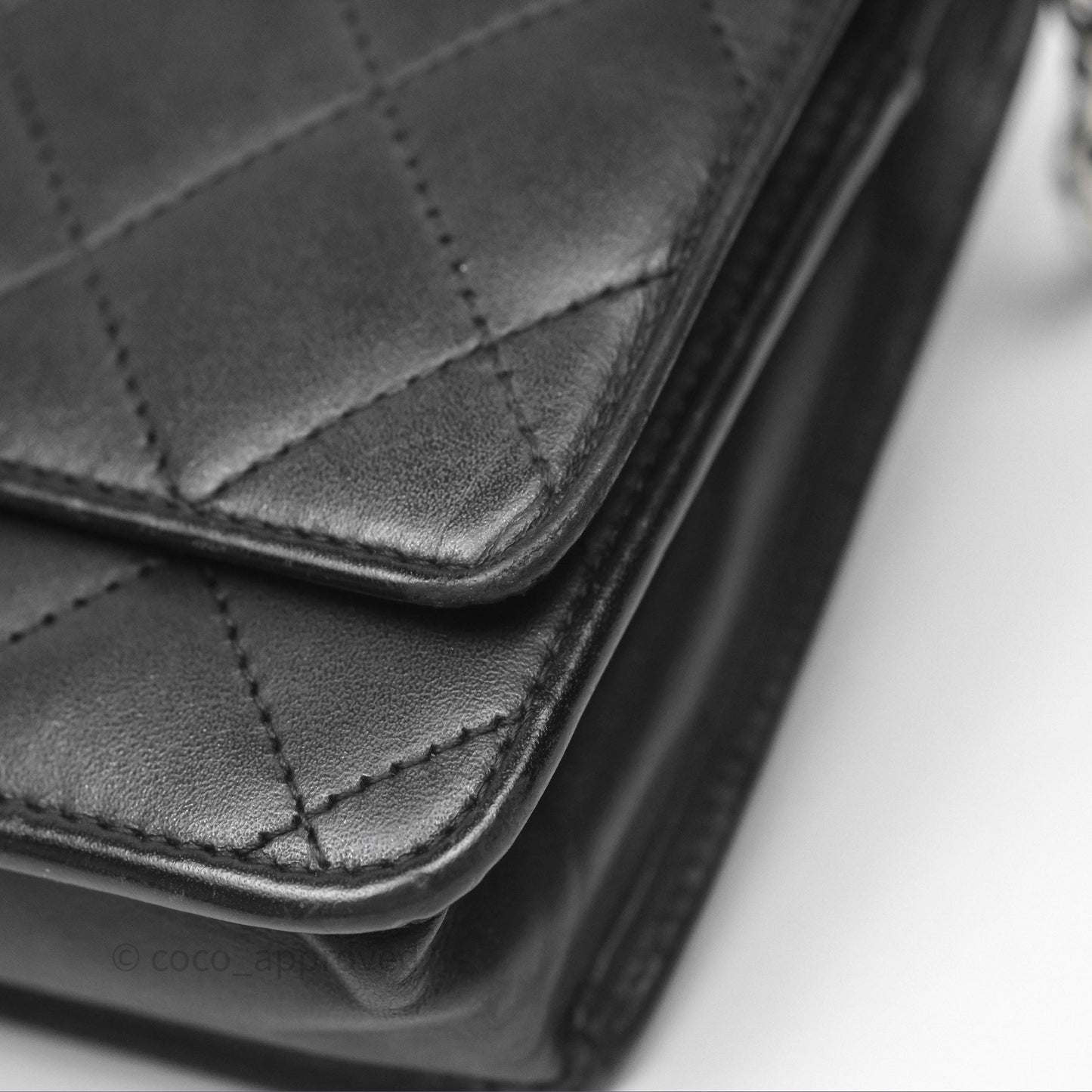 Chanel Quilted Wallet on Chain WOC Cambon Black Calfskin Silver Hardware