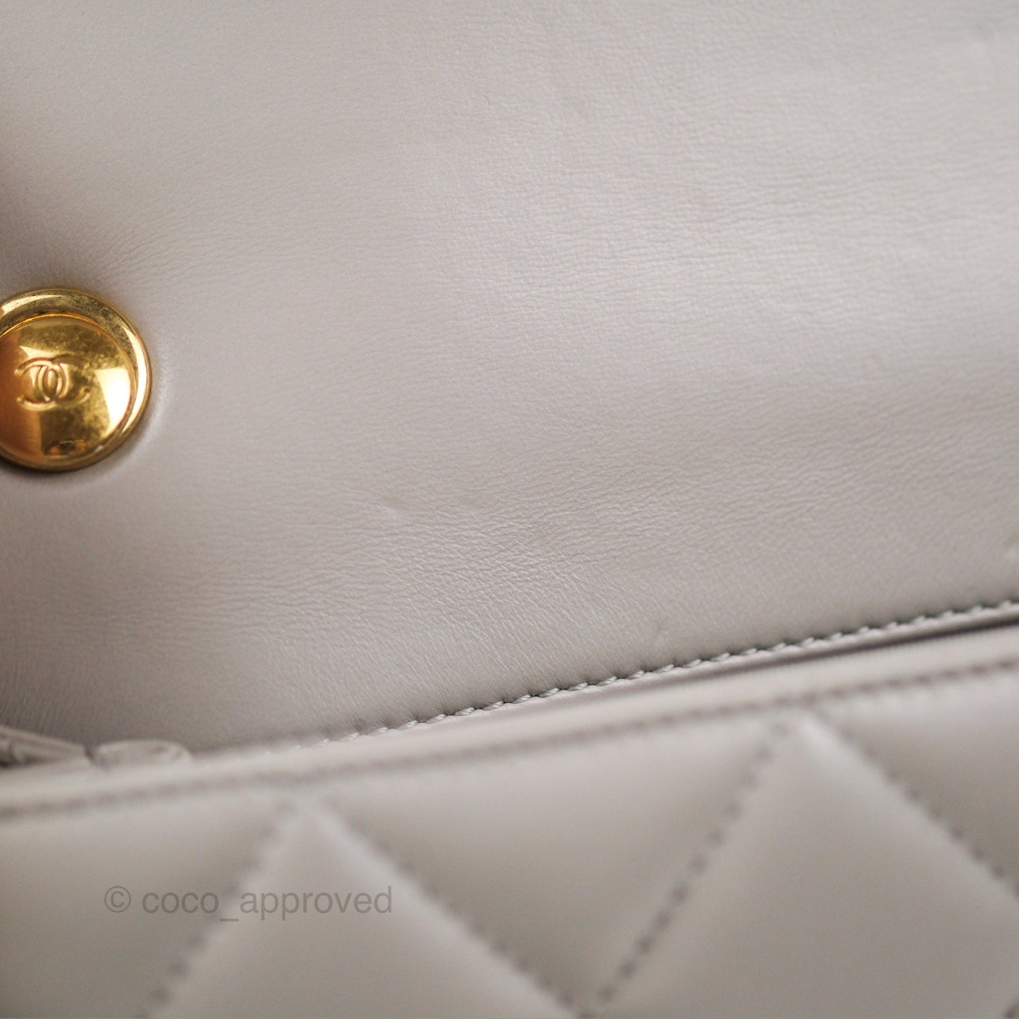 Chanel Flap Bag Grey Clair Lambskin Aged Gold Hardware 22B
