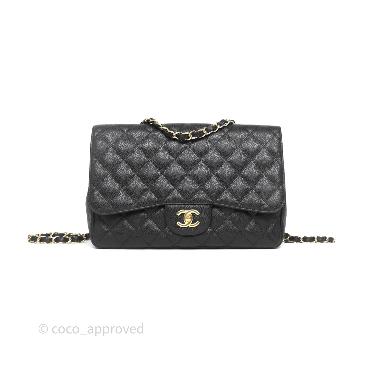 Chanel Jumbo Single Flap Black Caviar Gold Hardware⁣⁣