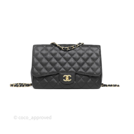 Chanel Jumbo Single Flap Black Caviar Gold Hardware⁣⁣