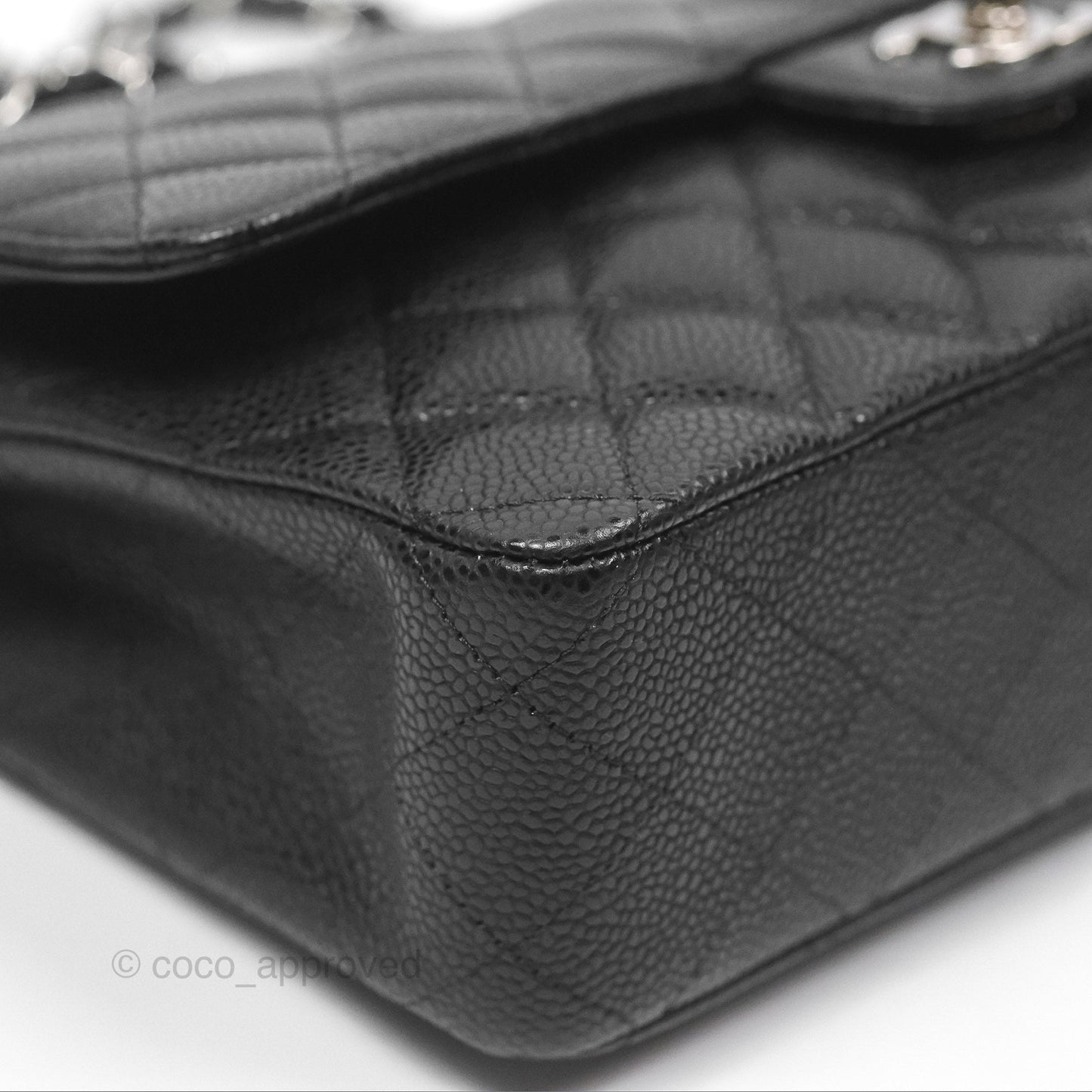 Chanel Classic M/L Medium Flap Quilted Black Caviar Silver Hardware