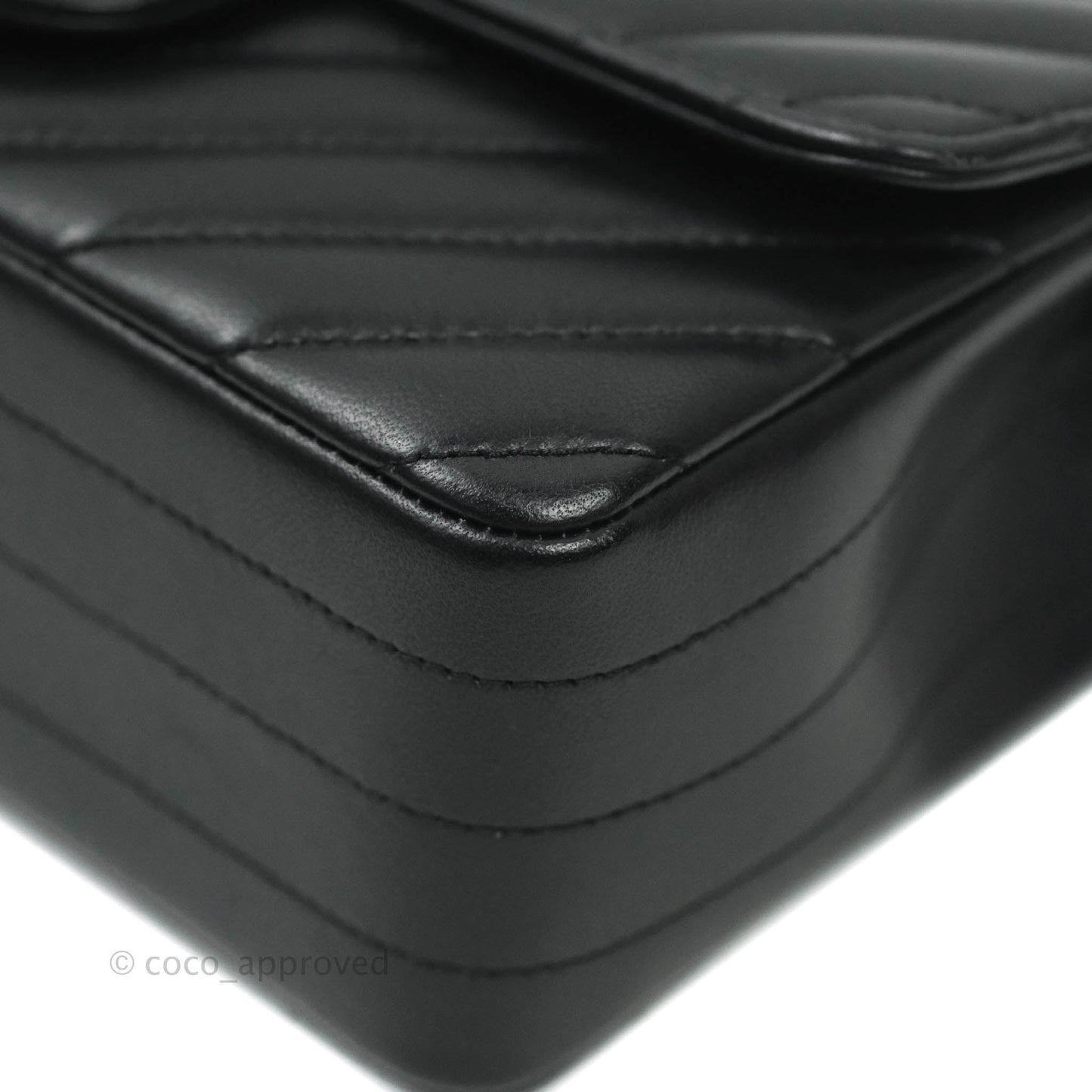 Chanel Classic Chevron Mini Rectangular Flap Black Lambskin Silver Hardware
