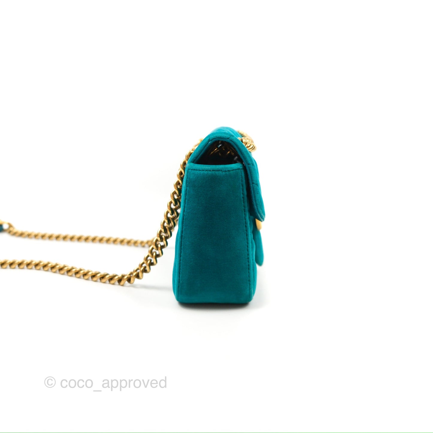 Gucci Mini Marmont Velvet Green Gold Hardware