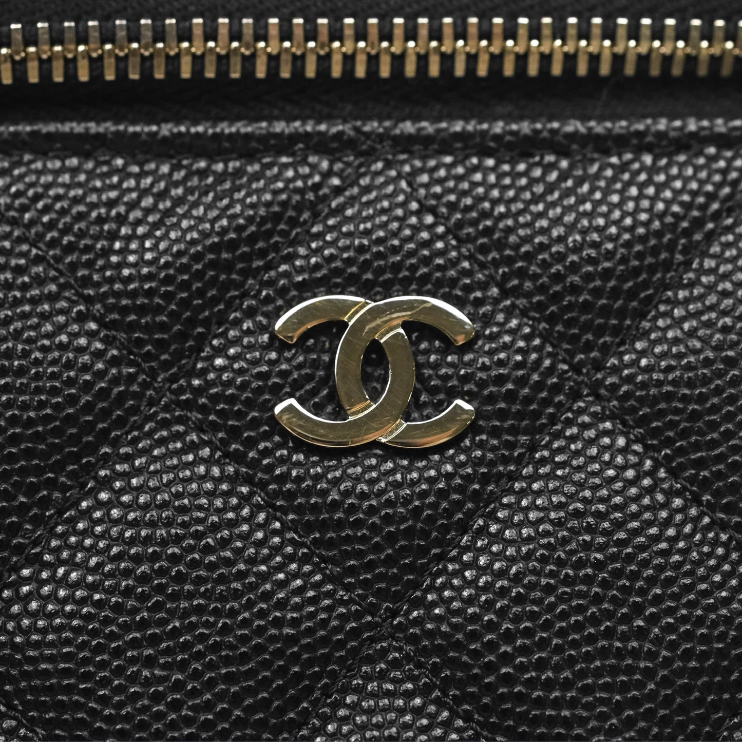 Chanel Mini Vanity With Chain Black Caviar Gold Hardware