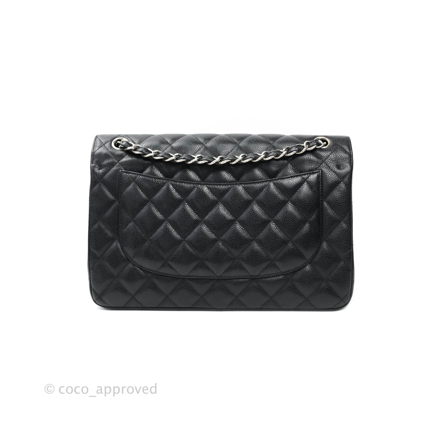 Chanel Quilted Jumbo Double Flap Black Caviar Silver Hardware⁣⁣