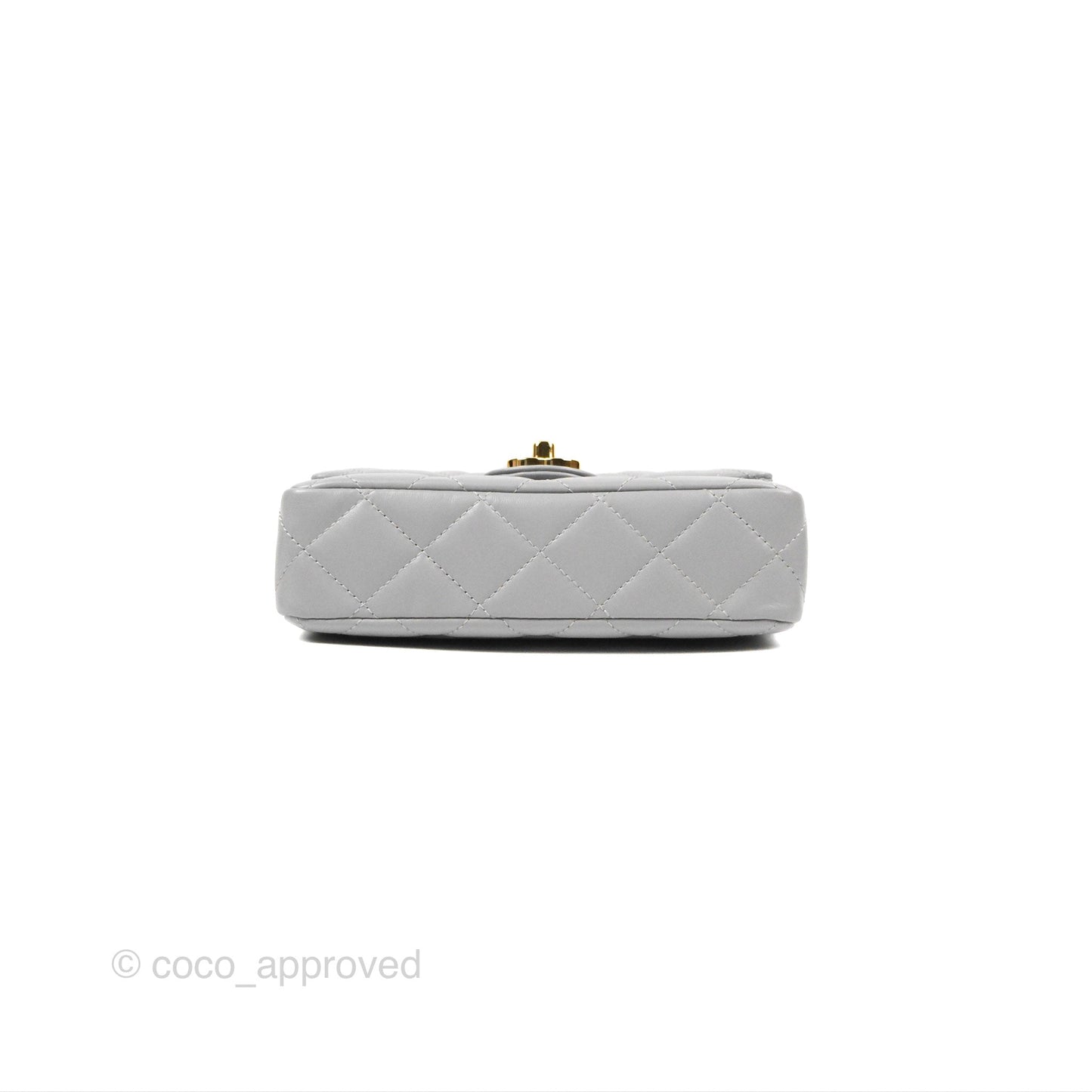 Chanel Top Handle Mini Flap Bag Light Grey Lambskin Gold Hardware 23S