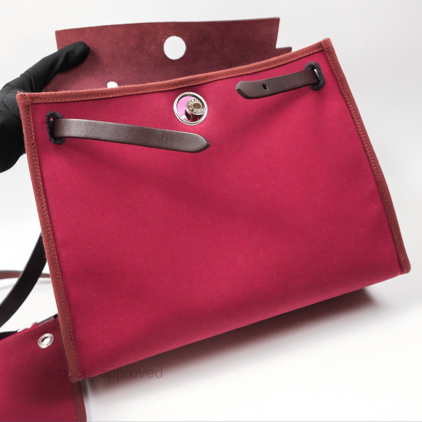 Hermès Herbag Zip 31 Retourne Rose Bubblegum L4/ Rubis B5 Canvas Palladium Hardware