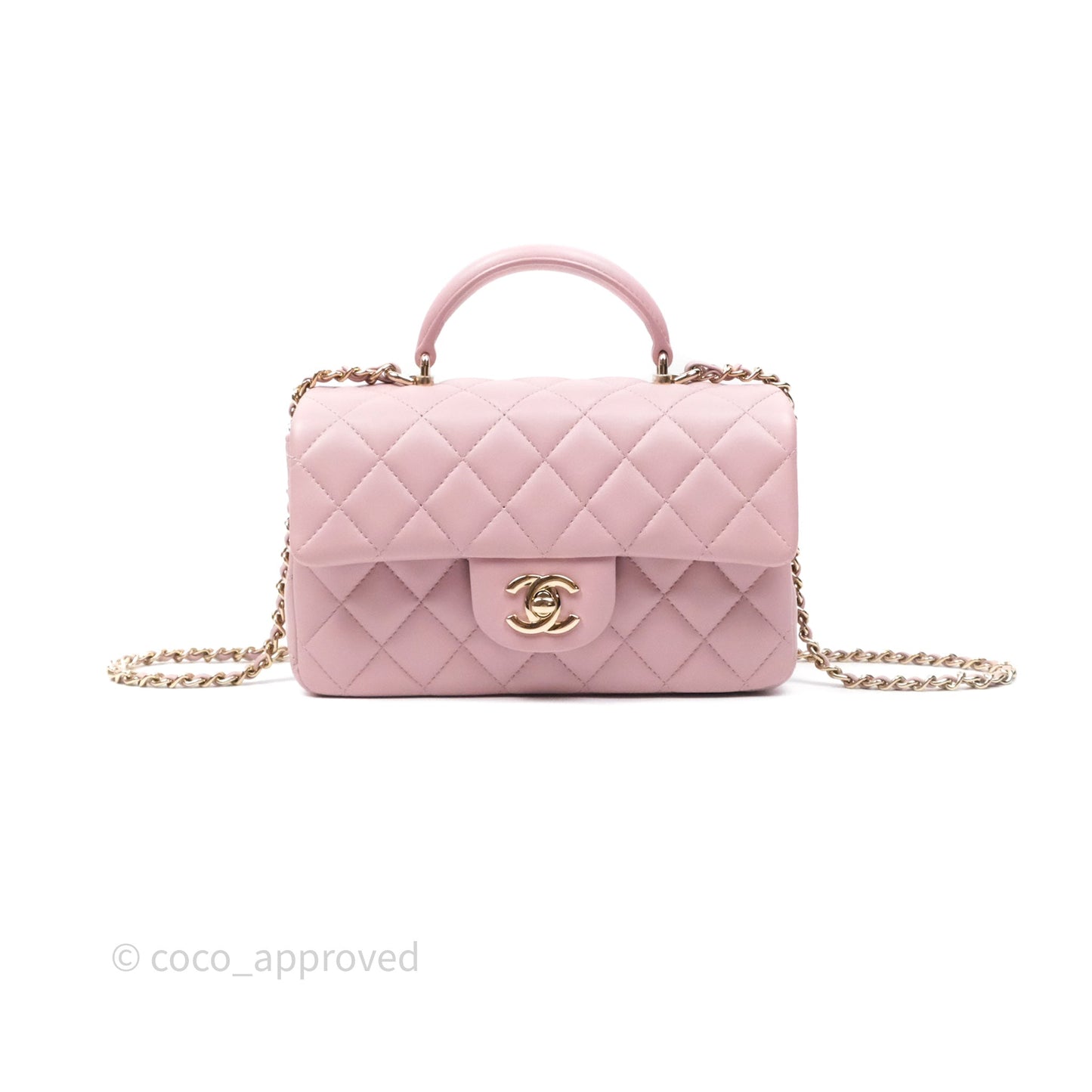 Chanel Top Handle Mini Rectangular Flap Lilac Pink Lambskin Gold Hardware