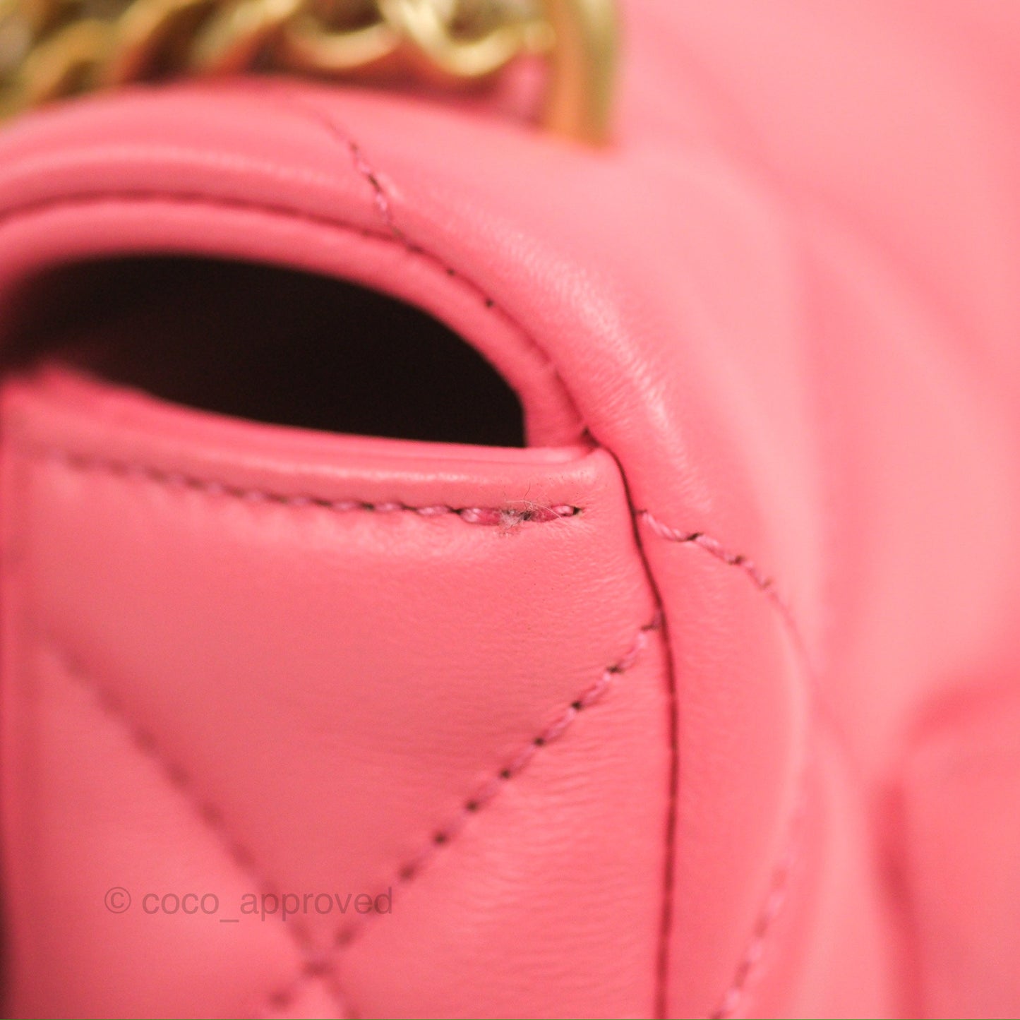 Chanel Quilted Pending CC Enamel Flap Pink Lambskin Aged Gold Hardware 22P