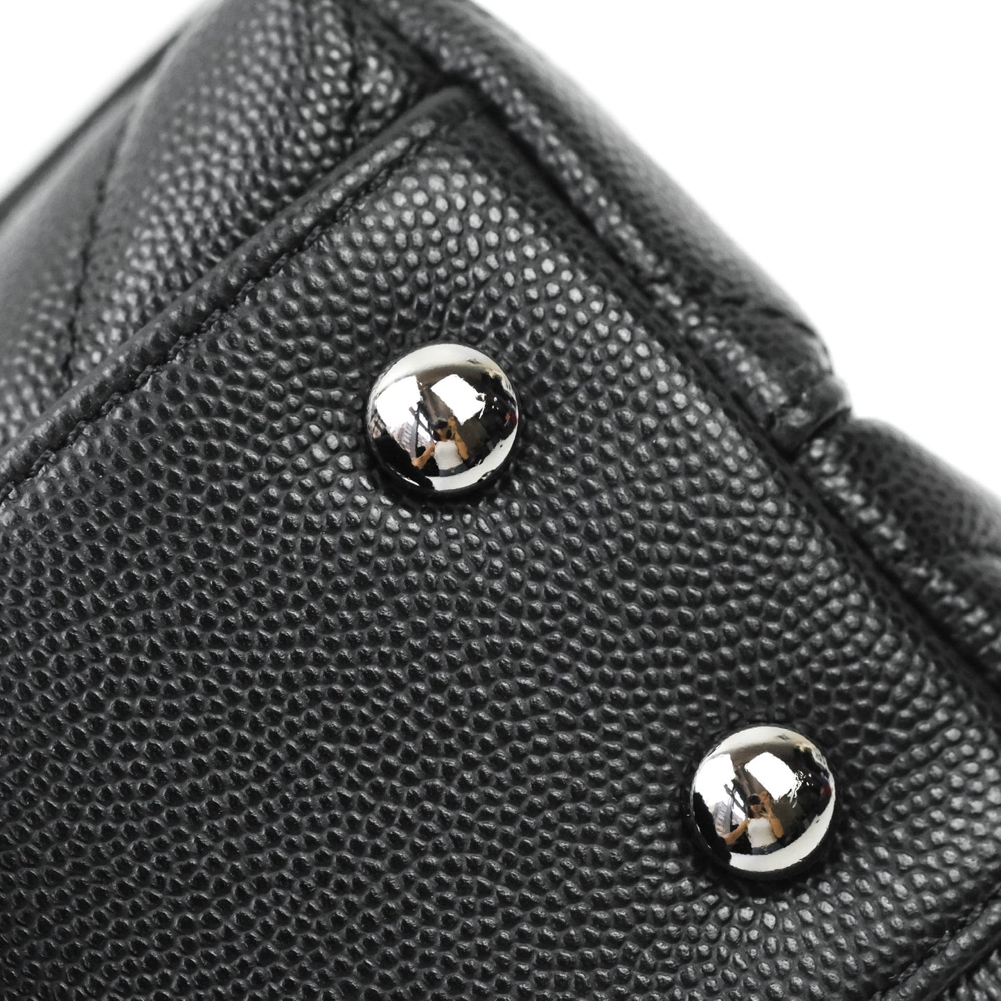 Chanel Mini (Small) Coco Handle Chevron Black Caviar Gun Metal Hardware