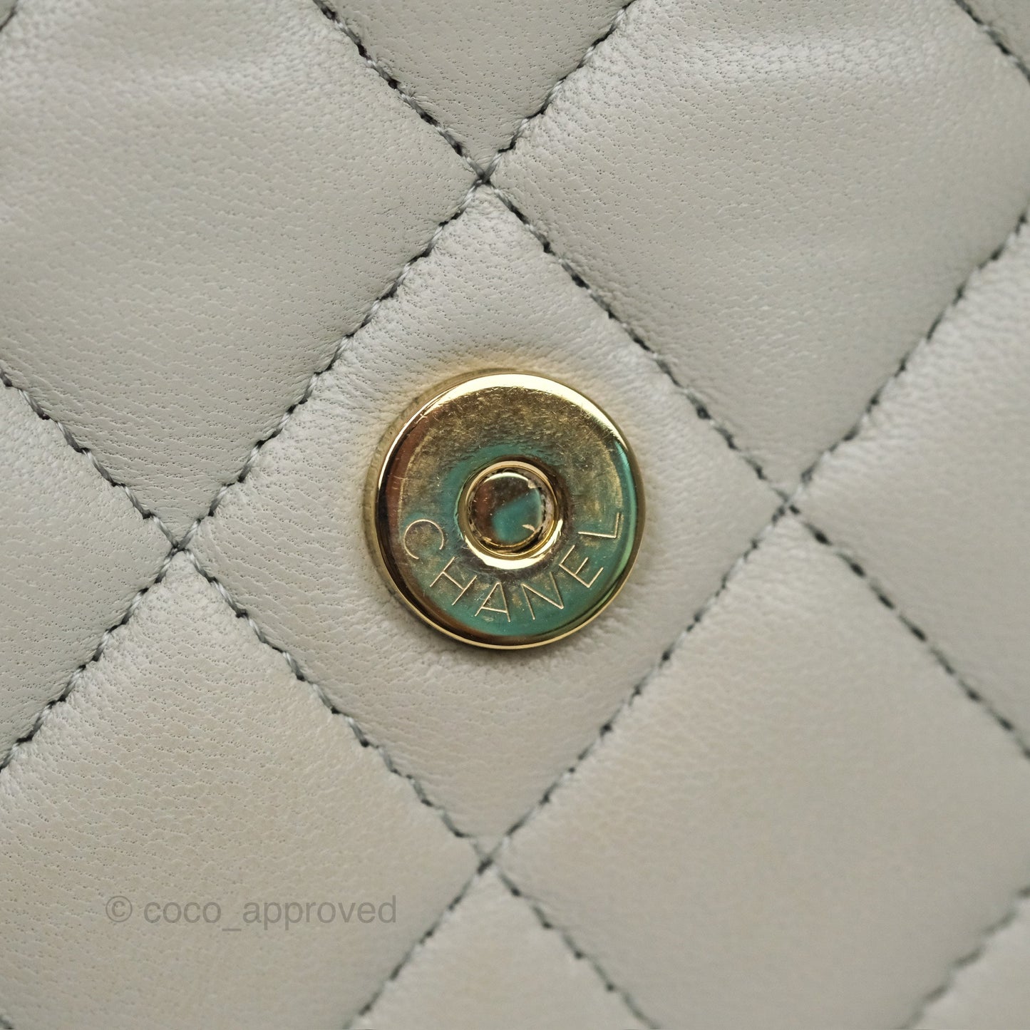 Chanel Classic Quilted Wallet on Chain WOC Light Grey Lambskin Gold Hardware