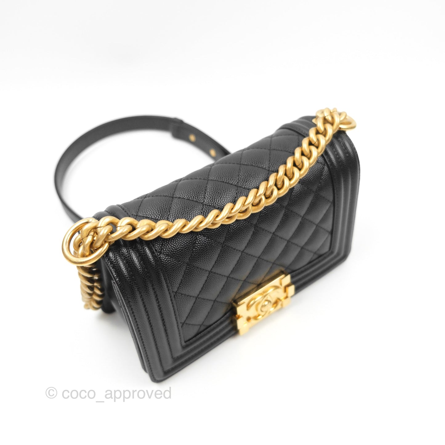 Chanel Small Boy Black Caviar Gold Hardware