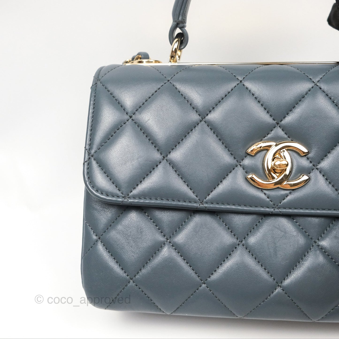 Chanel Small Trendy CC Grey Blue Lambskin Gold Hardware