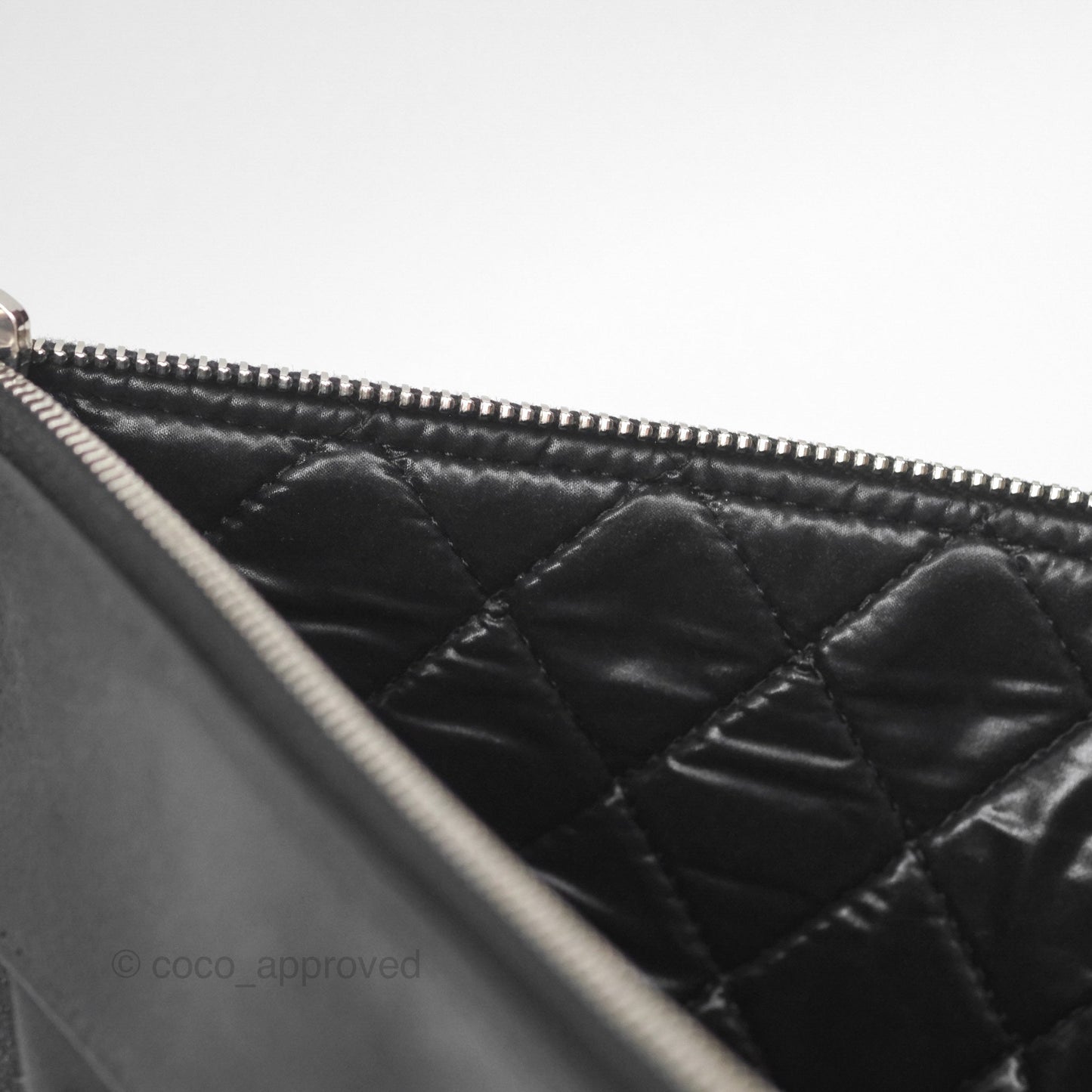 Chanel Mademoiselle Quilted Large O Case Clutch Black Lambskin