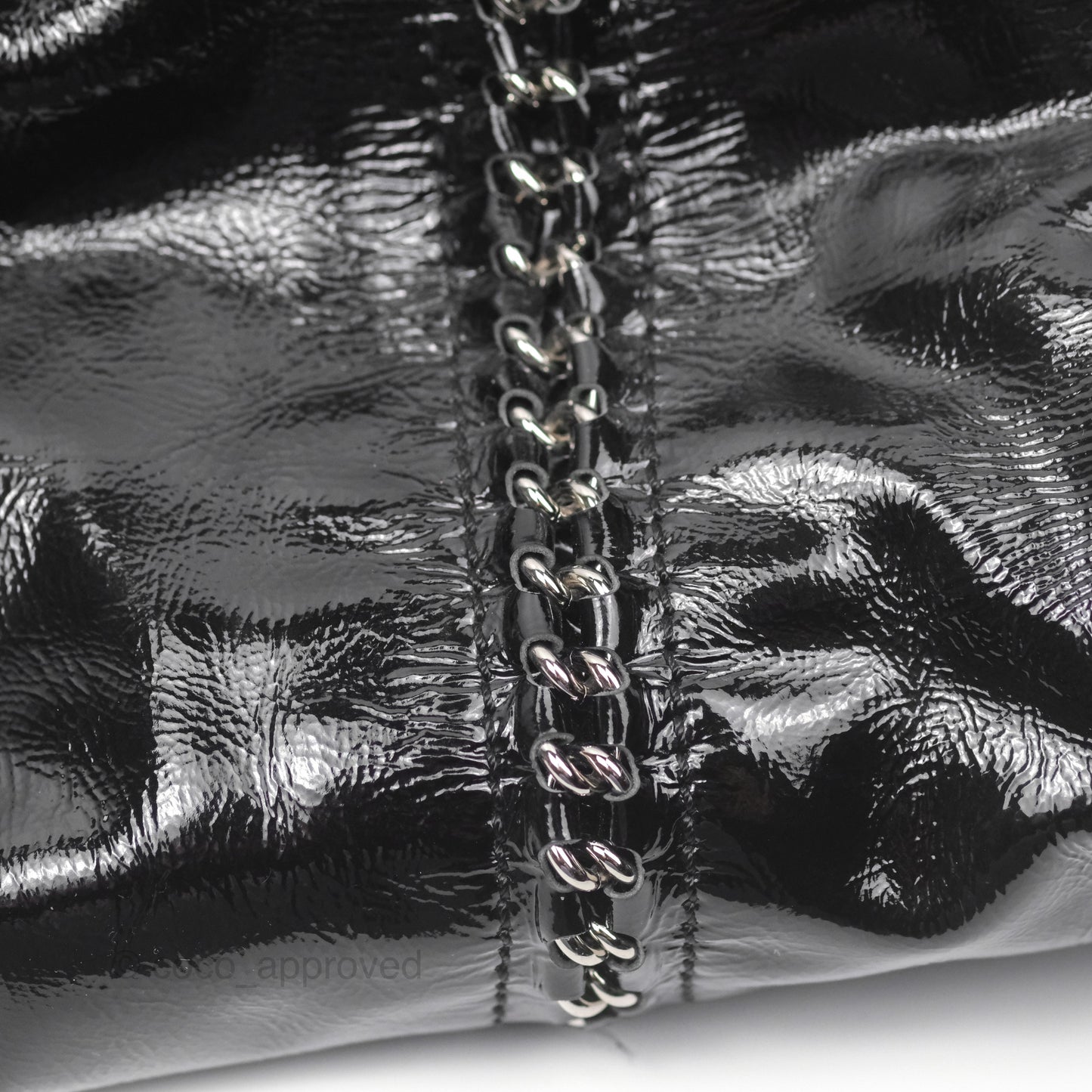 Chanel Bowling Tote Bag Black Glazed Calfskin Silver Hardware
