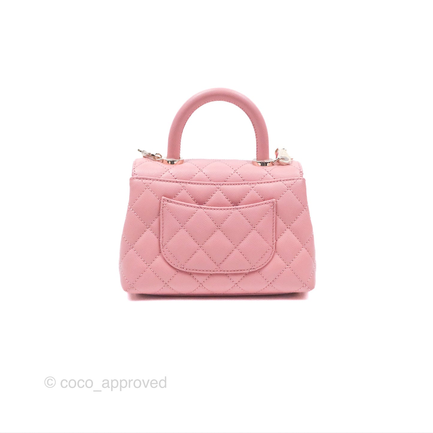 Chanel Mini Coco Handle Quilted Pink Caviar Gold Hardware