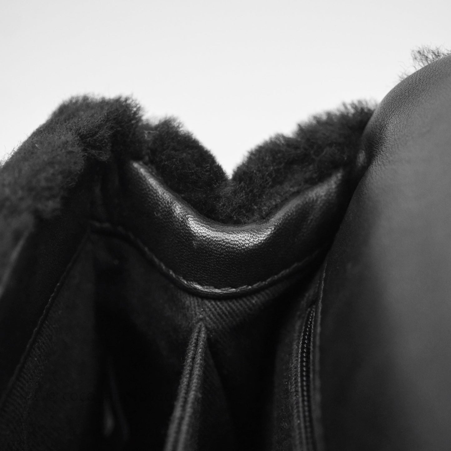 Chanel Small Coco Handle Shearling Black Gold Hardware