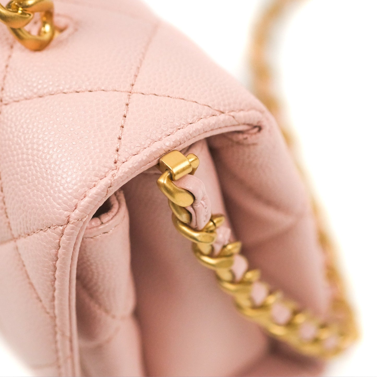 Chanel Carry Me Top Handle Flap Bag Pink Caviar Aged Gold Hardware 23S