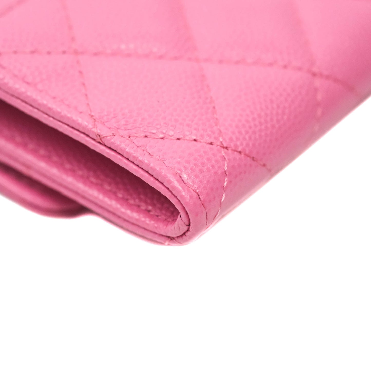 Chanel Caviar Quilted Flap Card Holder Pink Gold Hardware
