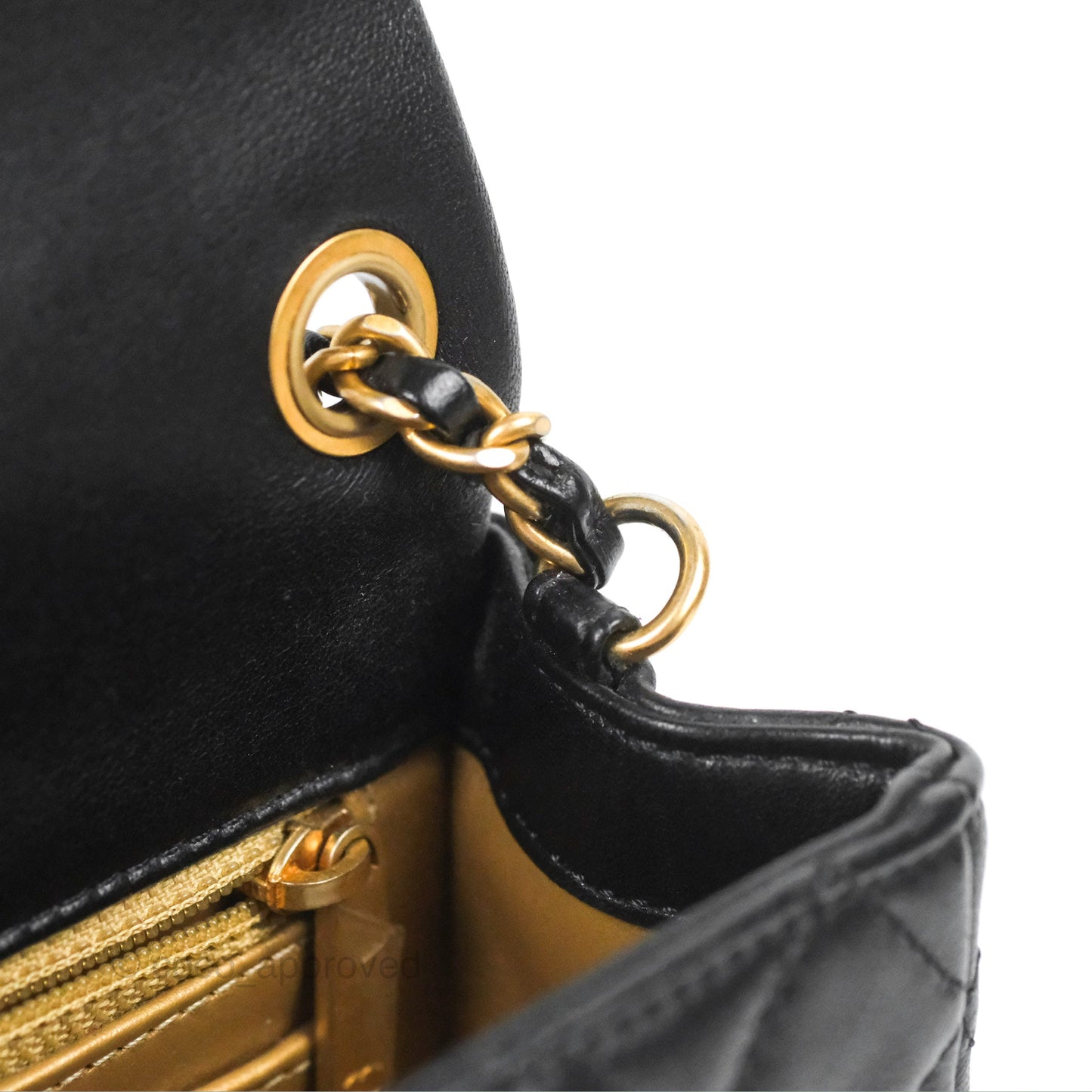 Chanel Mini Rectangular Pearl Crush Black Lambskin Aged Gold Hardware