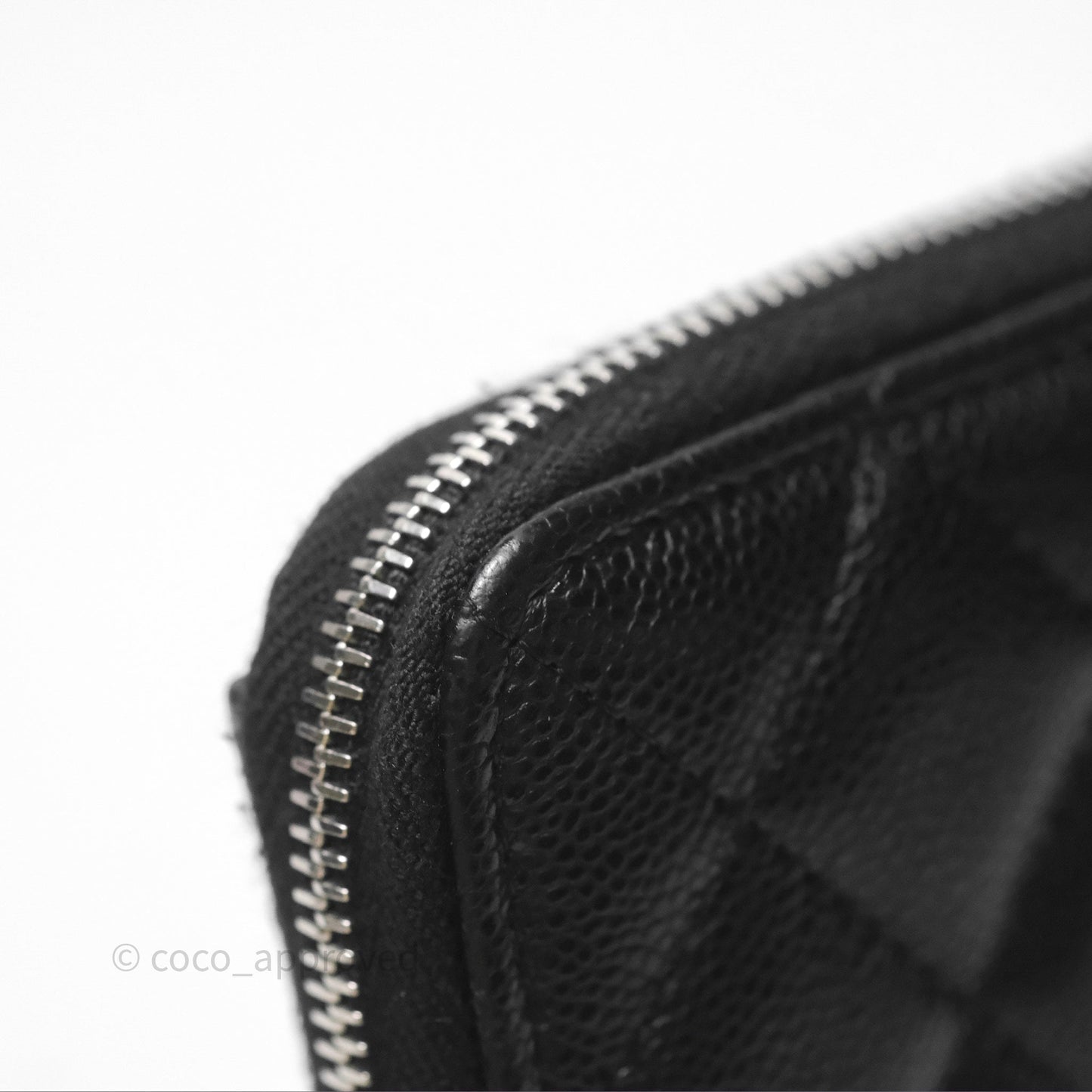 Chanel Quilted Zip Card Holder Black Caviar Silver Hardware