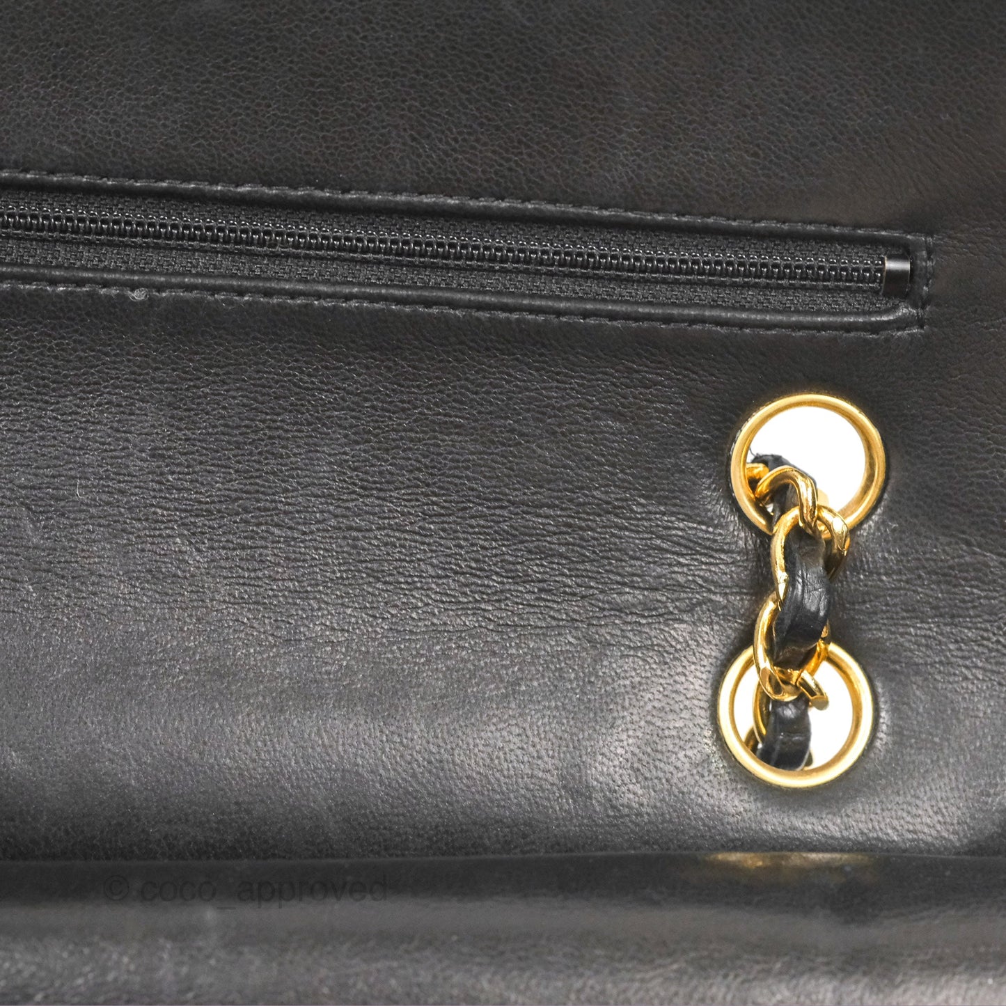 Chanel Vintage Medium Classic Flap Chevron Black Lambskin 24K Gold Hardware