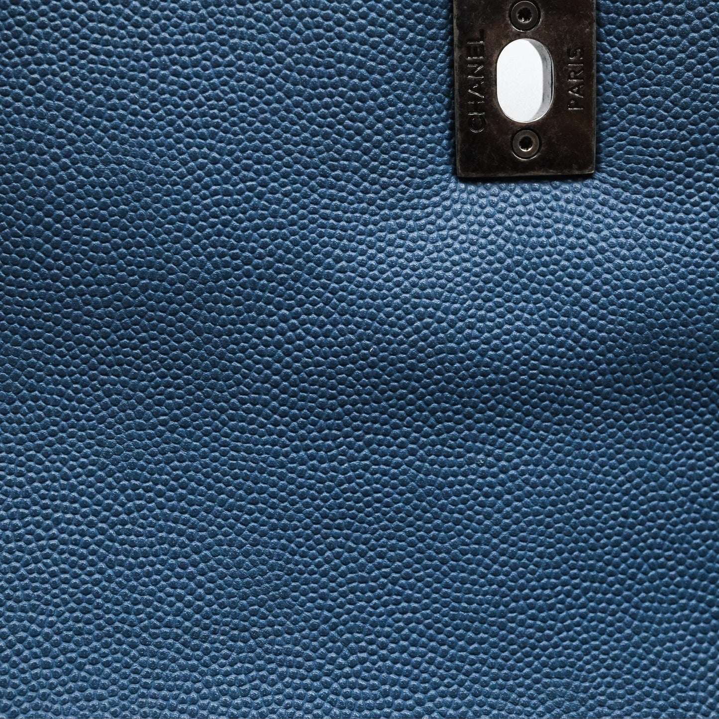 Chanel Medium Coco Handle Quilted Aged Caviar Dark Blue Ruthenium Hardware
