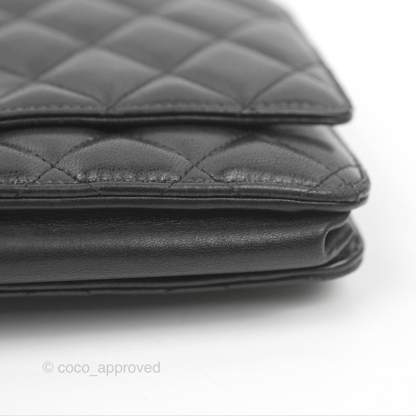 Chanel Quilted Classic Wallet On Chain WOC Black Lambskin Silver Hardware