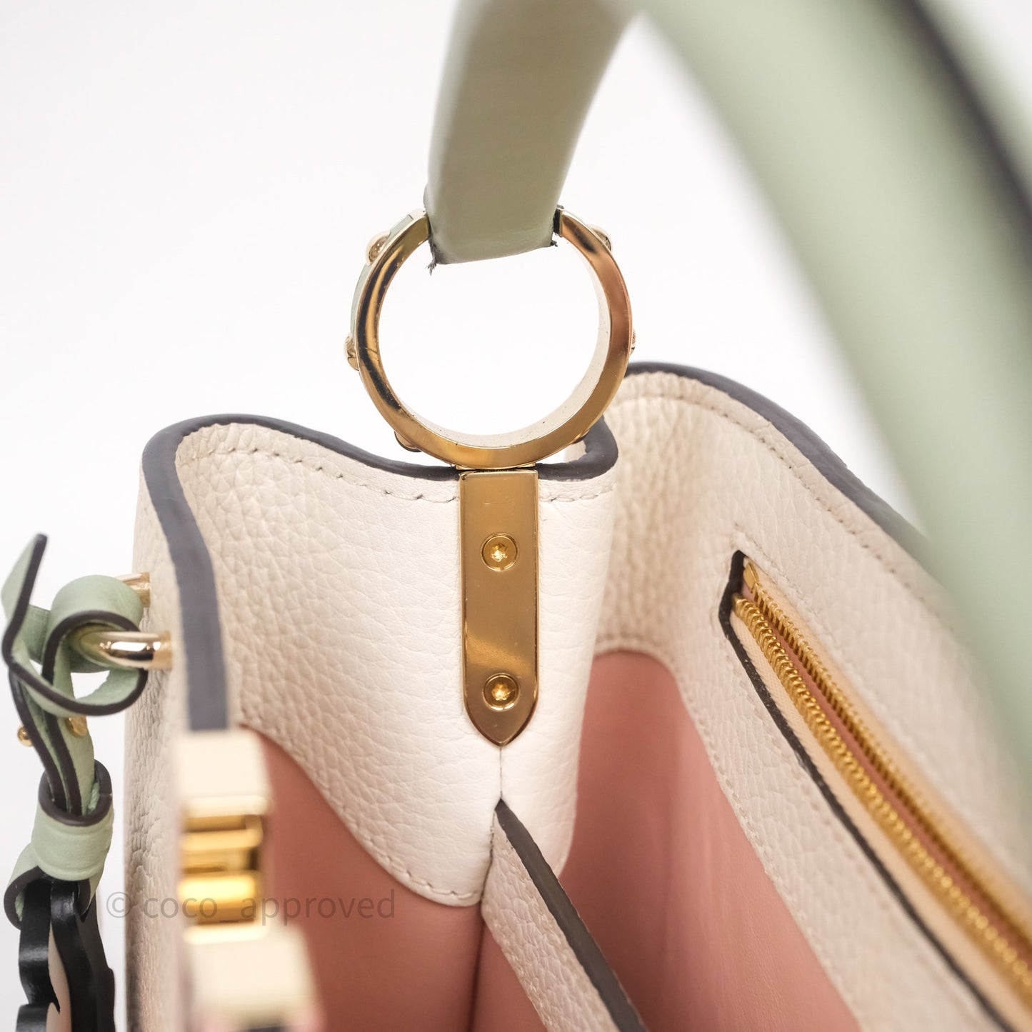 Louis Vuitton Capucines BB Creme Rose Jade Taurillon Leather Gold Hardware