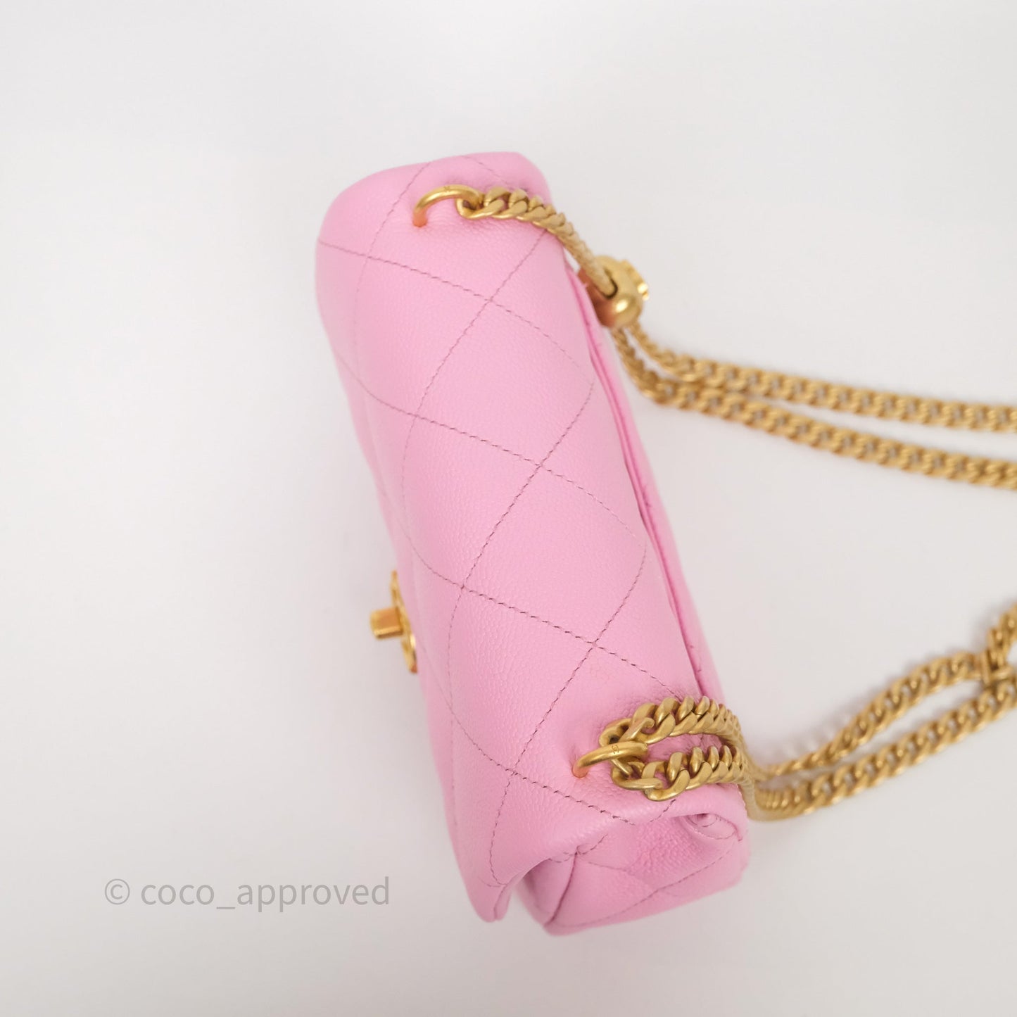 Chanel Heart Crush Mini Flap Bag Pink Caviar Aged Gold Hardware