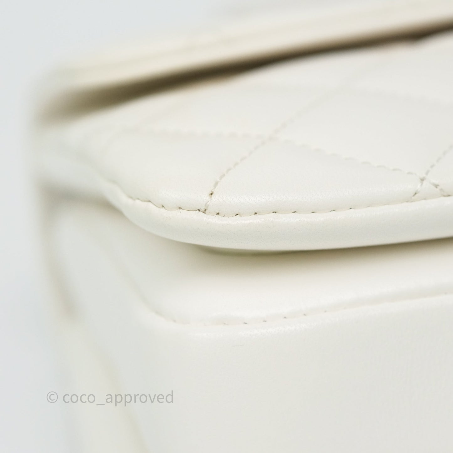 Chanel Mini Trendy CC Handle Bag Lacquered Logo White Lambskin