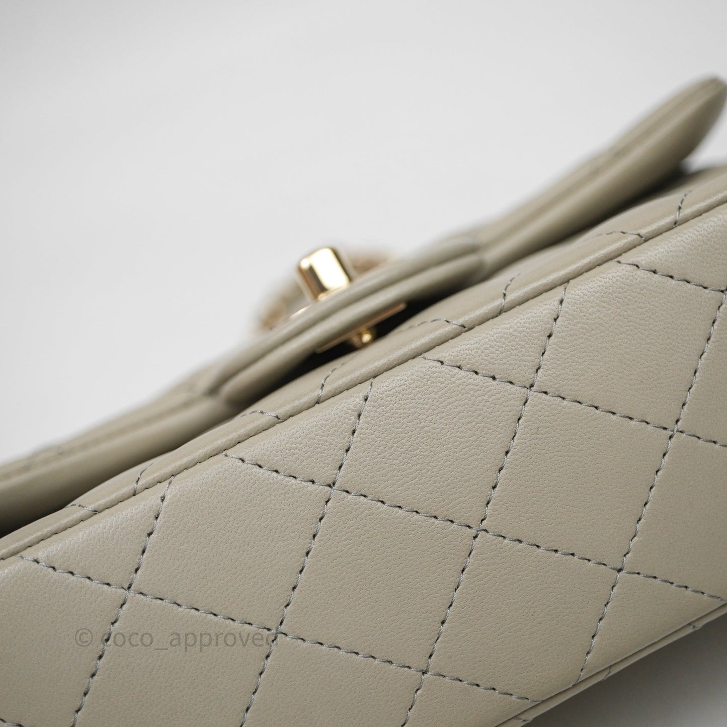 Chanel Mini Rectangular Flap Quilted Light Grey Lambskin Gold Hardware 22C
