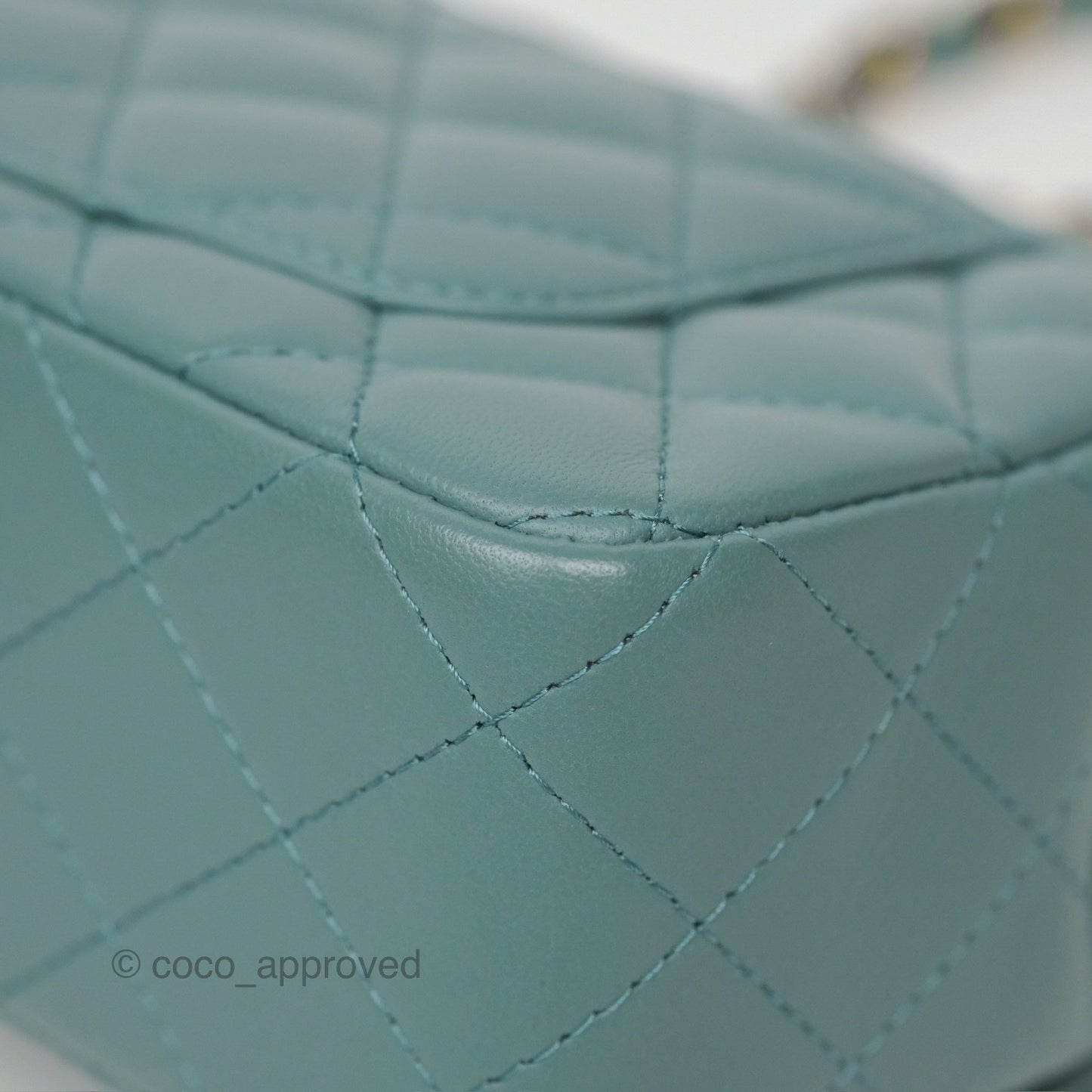 Chanel Quilted Mini Rectangular Flap Turquoise Blue Lambskin Gold Hardware