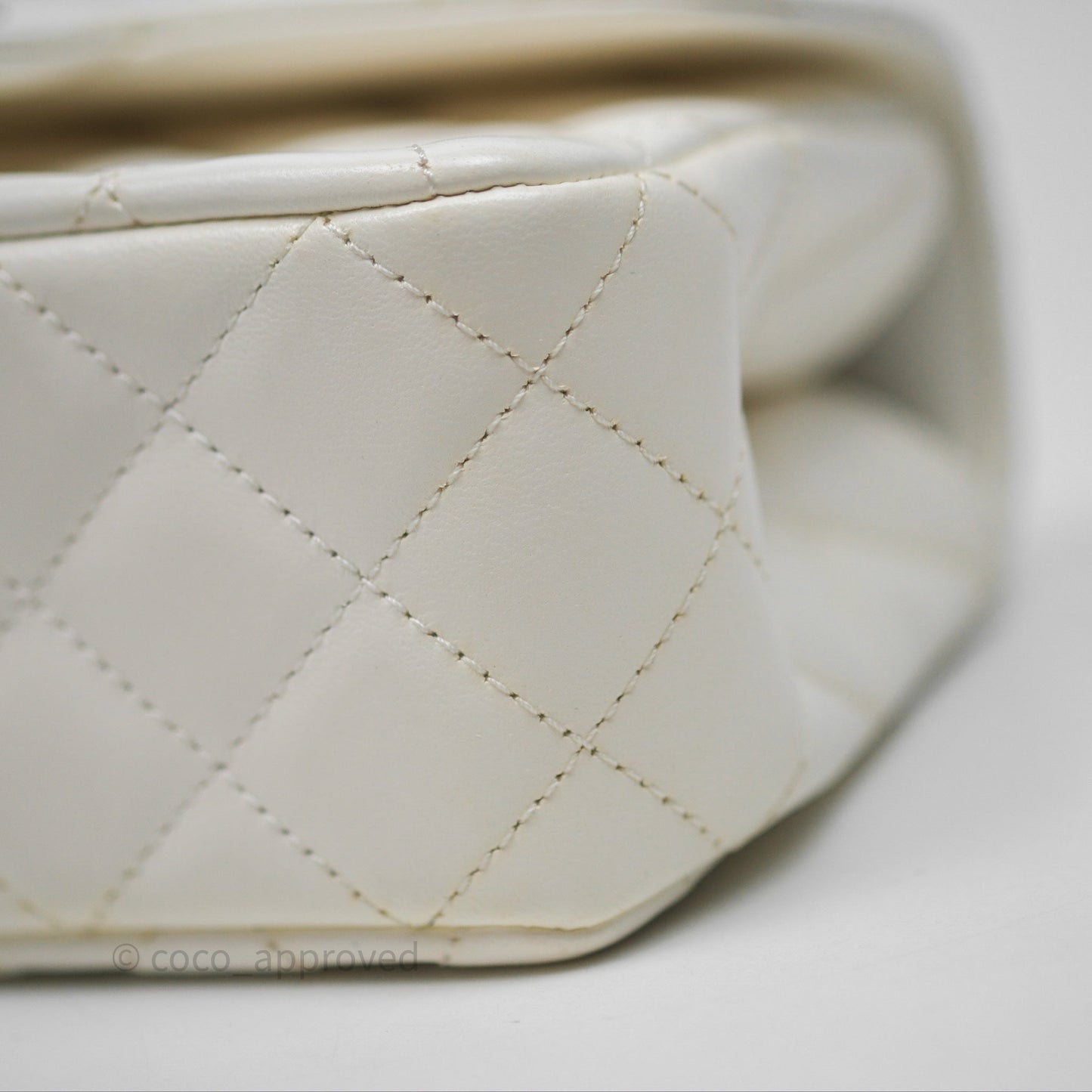 Chanel Crystals Top Handle Mini Rectangular Flap Bag White Lambskin Gold Hardware